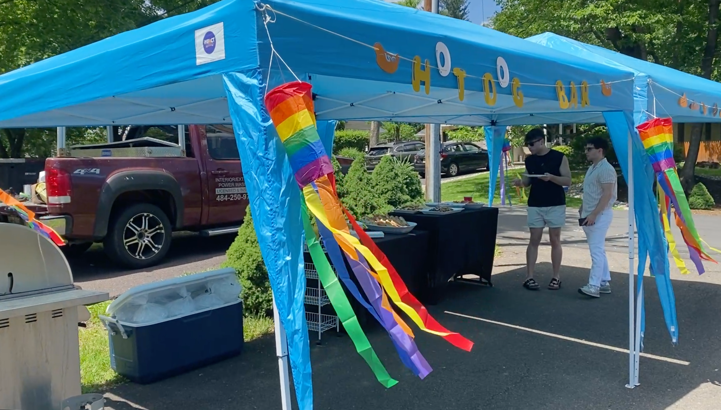 Hot dogs in the driveway!