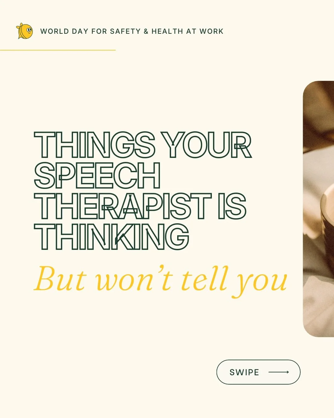 Today is World Day for Safety &amp; Health at Work.

We wanted to share something that doesn&rsquo;t get talked about enough &mdash; what&rsquo;s actually happening behind the scenes for your child&rsquo;s speech therapist. 

This is something we are
