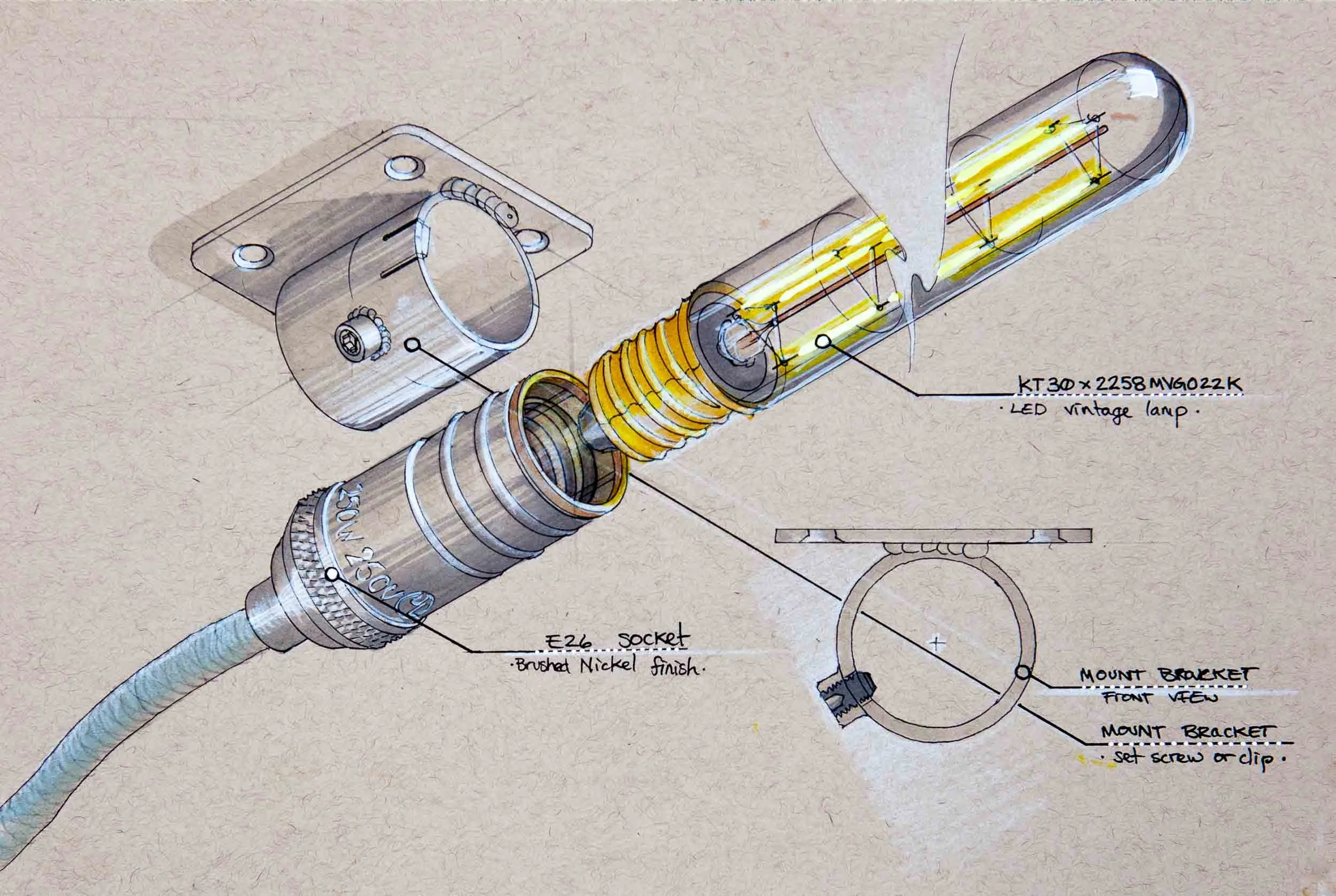 Lamp Holder Assembly — An exploration of socket mounting, bracket geometry, and component connections within a lighting assembly.