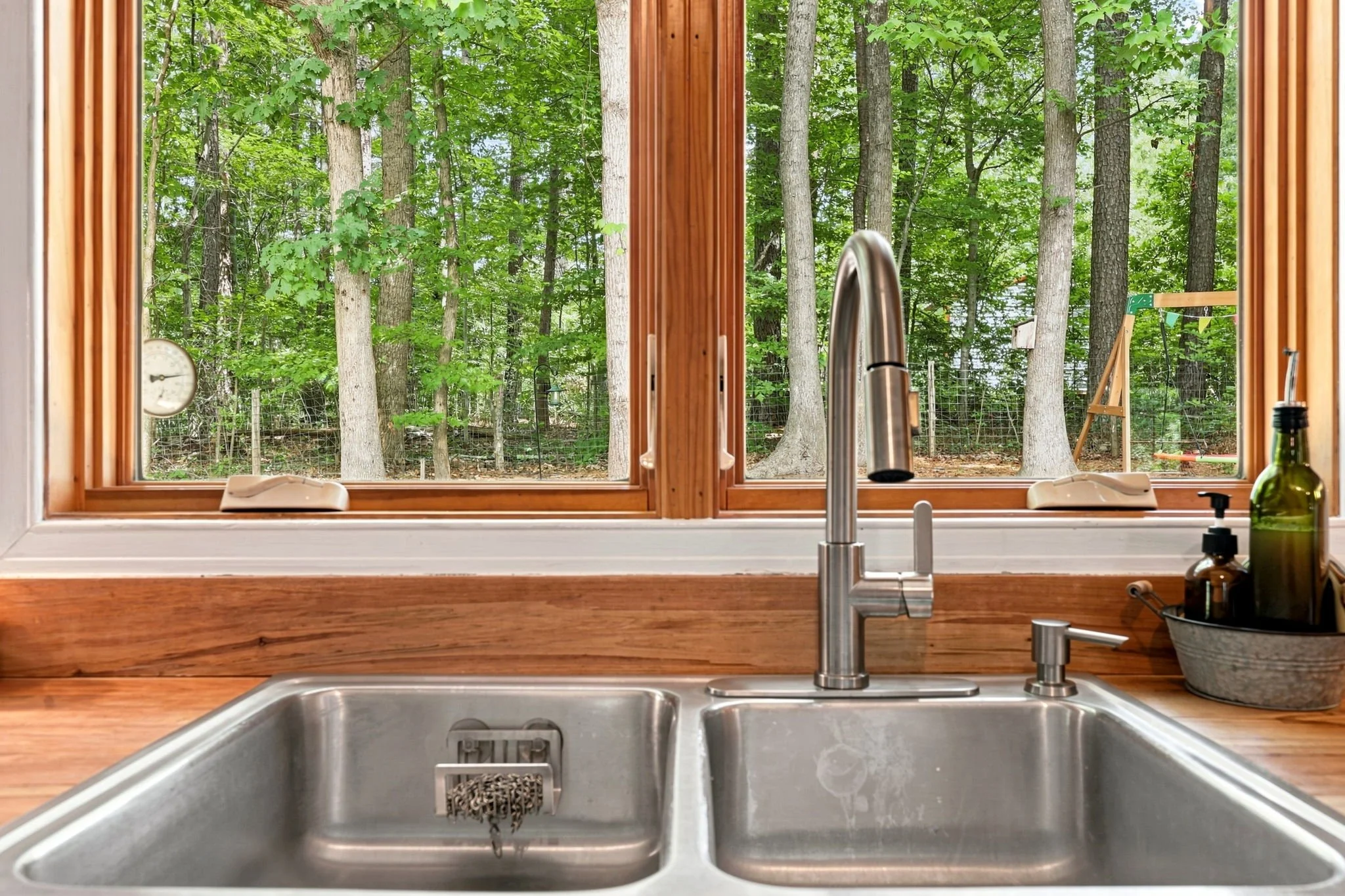 View of the woods outside the kitchen