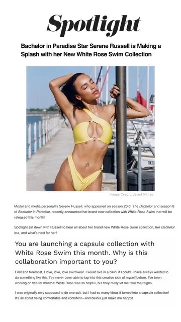 Serene Russell in Spotlight Hamptons for New Swim Collection Jared Kinley