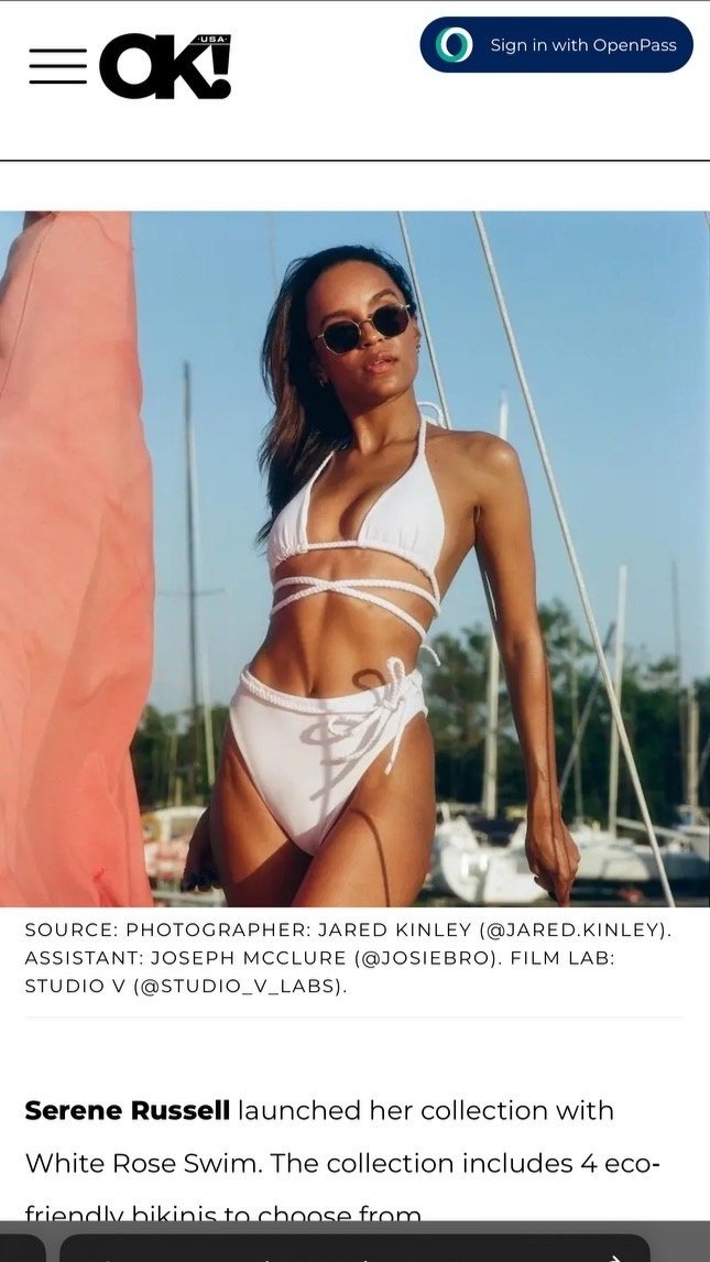 Serene Russell in OK Magazine for New Swim Collection Jared Kinley