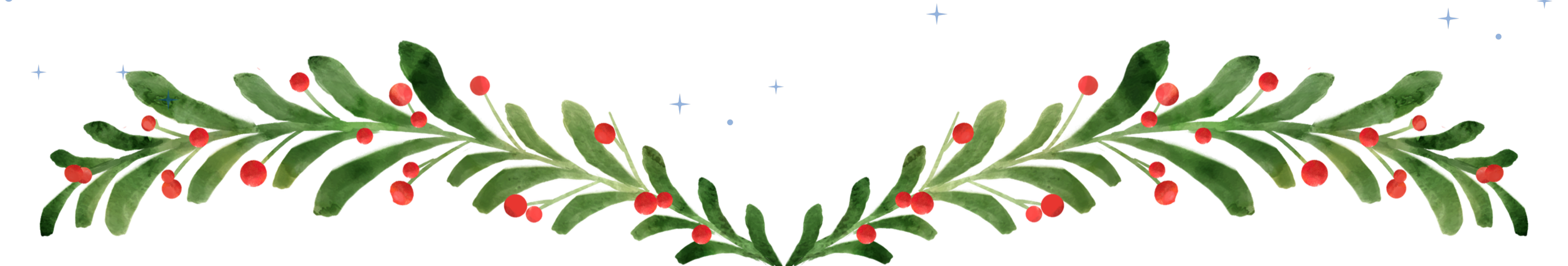 a watercolor garland of greenery with red berries evoking victorian christmas decorations
