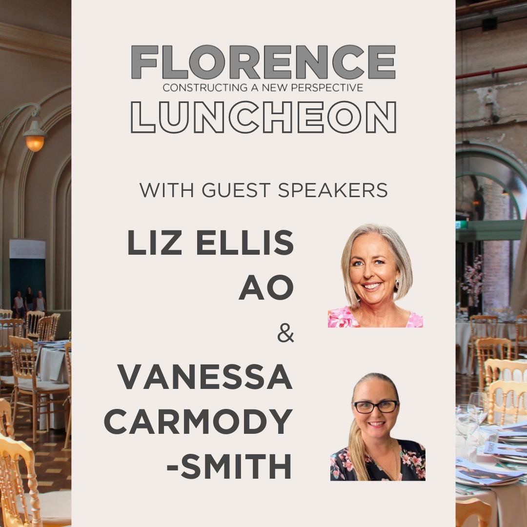 Celebrate Women in Construction by booking your place at FLORENCE, and hear from guest speakers Liz Ellis AO and Vanessa Carmody-Smith. 🍽🎤🌟
 
FLORENCE Luncheons offer you a unique opportunity for reflection, and a chance to network with like-minde