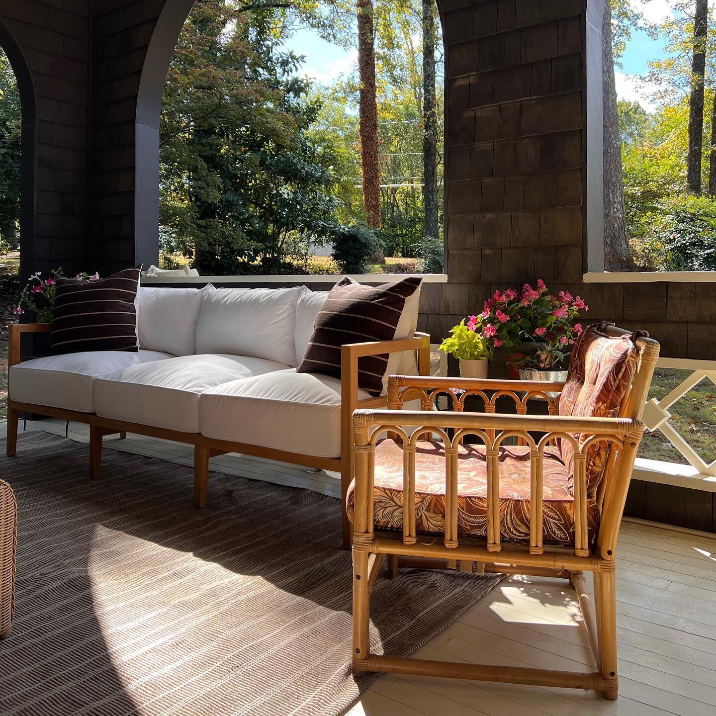 Can you believe this porch didn&rsquo;t exist!?! It&rsquo;s completely made up! It&rsquo;s unstyled but hopefully helpful, because furnishing large front porches can be tricky! Even sharing the unsightly yet necessary for football watching TV. What d