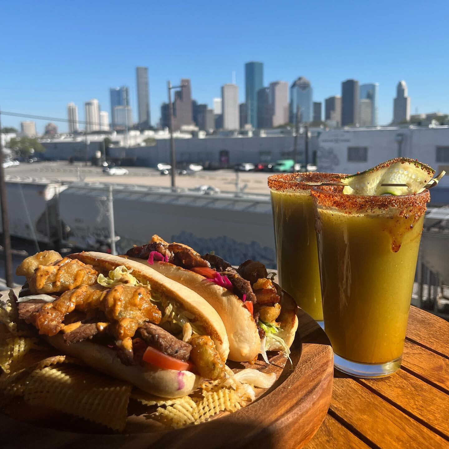 St. Paddy&rsquo;s Week specials are in full swing at @buffbrew! 🍀

It&rsquo;s your LUCKY day to try delicious Smoked Corn Beef Po-boys &amp; tasty Green Tomatillo Micheladas!

Wear your green &amp; join the Herd for some creative brews, skyline view