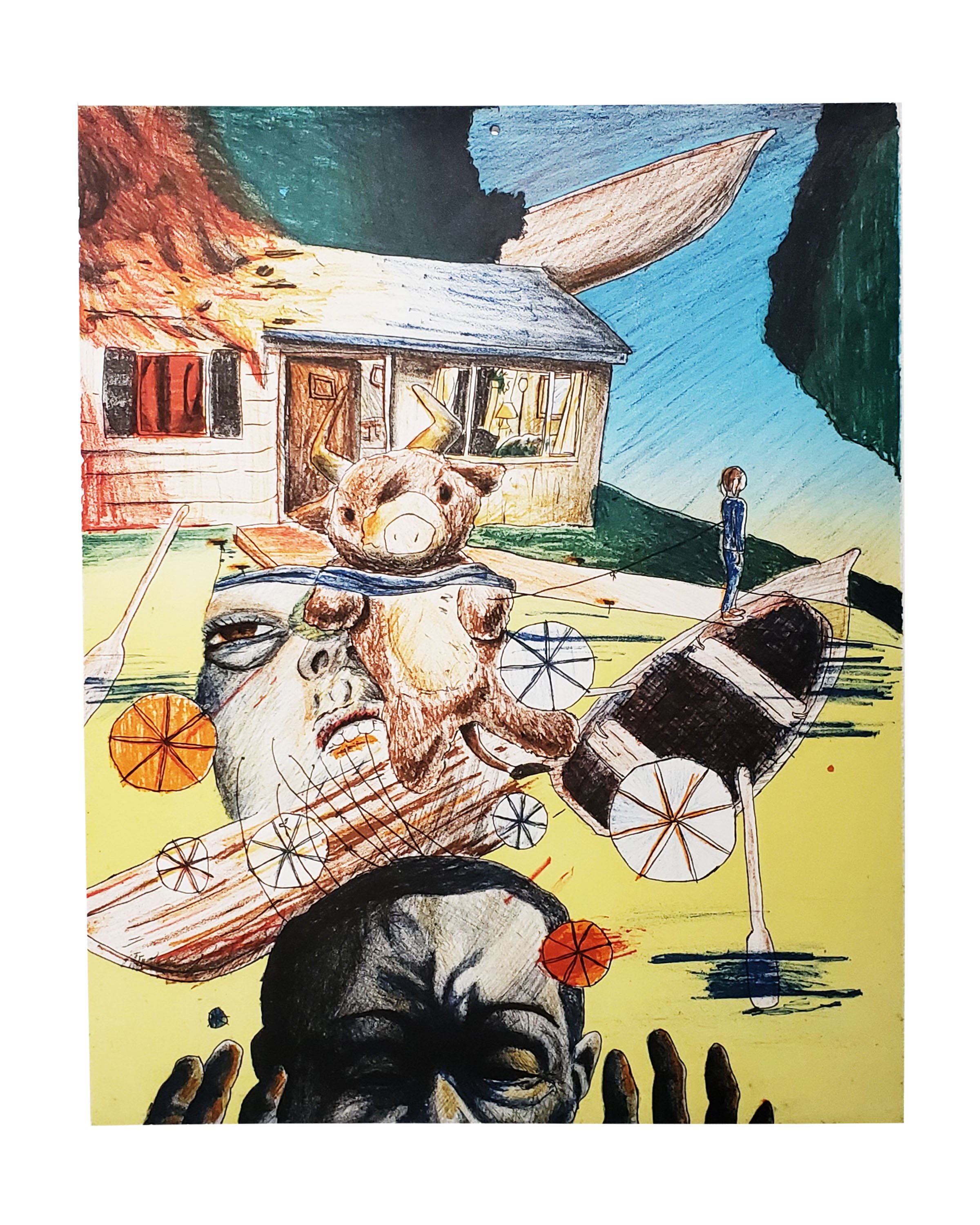 I see you,
Stone and plate lithograph,
15"x19",
2021