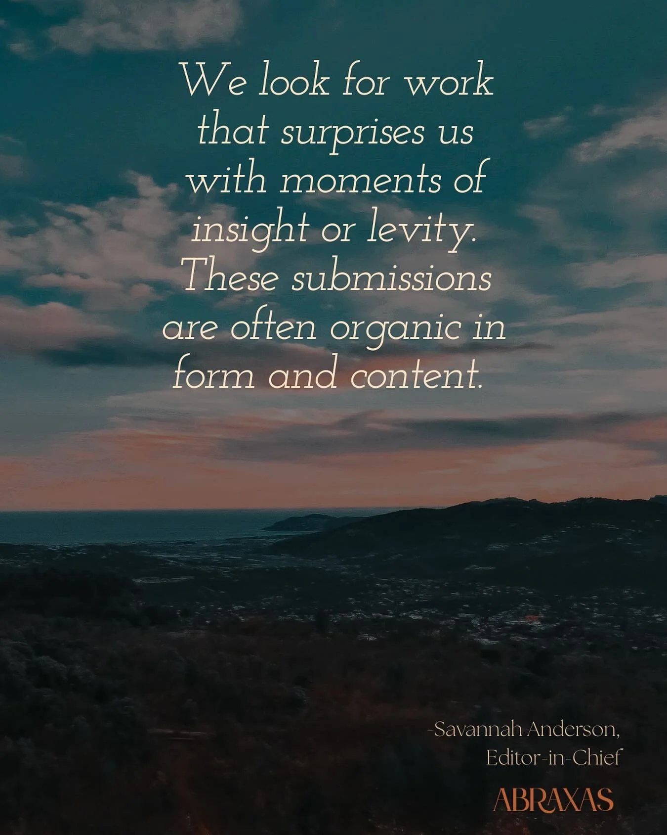 &ldquo;I like to think of writing as not only an artifact, but as an act of intellectual exploration,&rdquo; writes Savannah Anderson, Editor-in-Chief of AR. &ldquo;I am drawn to pieces that allow you to feel as if you are part of the journey. We loo