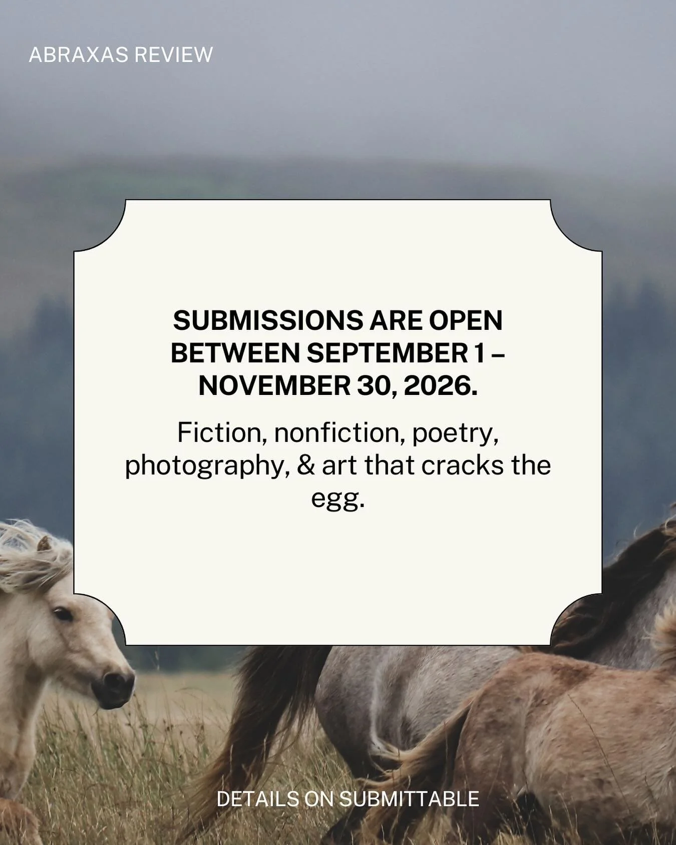 Issue 4 opens September 1! We have some exciting updates coming soon. Can&rsquo;t wait to see what you send our way.