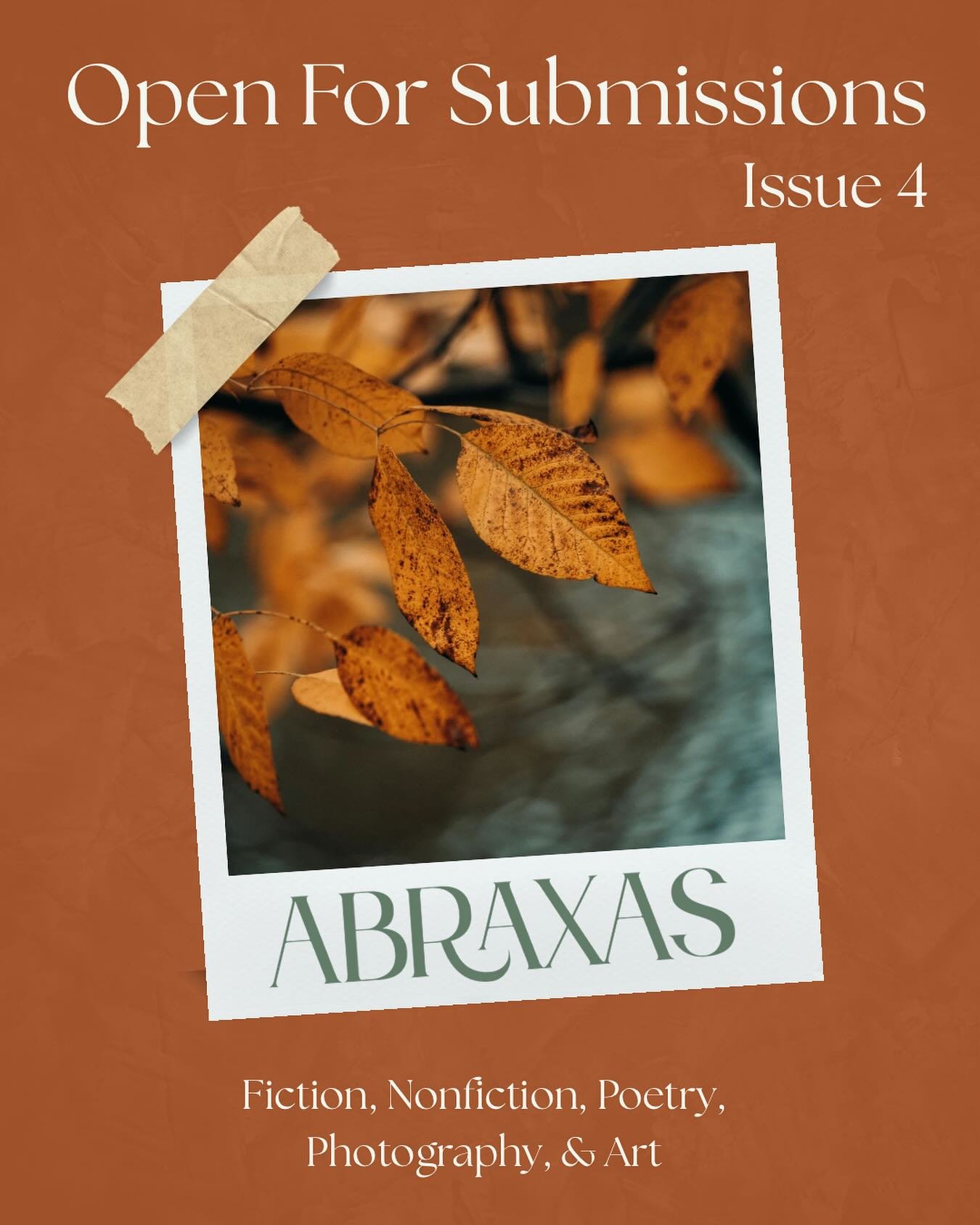 Get your work published this winter! Our editors are actively reading submissions. Open call closes November 30th.