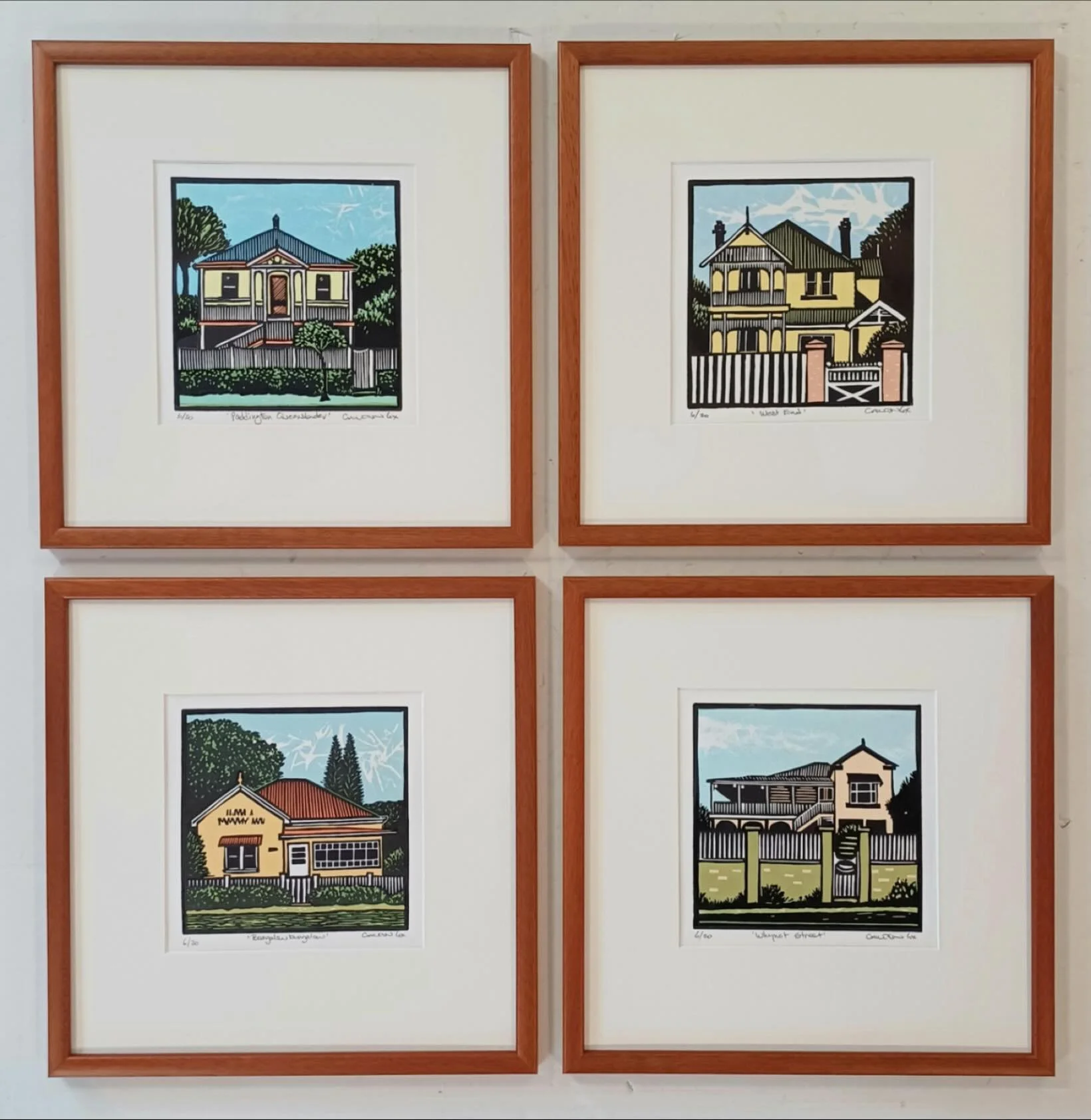 Just arrived today. A new series of work by the talented printmaker Carlton Cox. $280 each 33 x 33 cm timber frames.