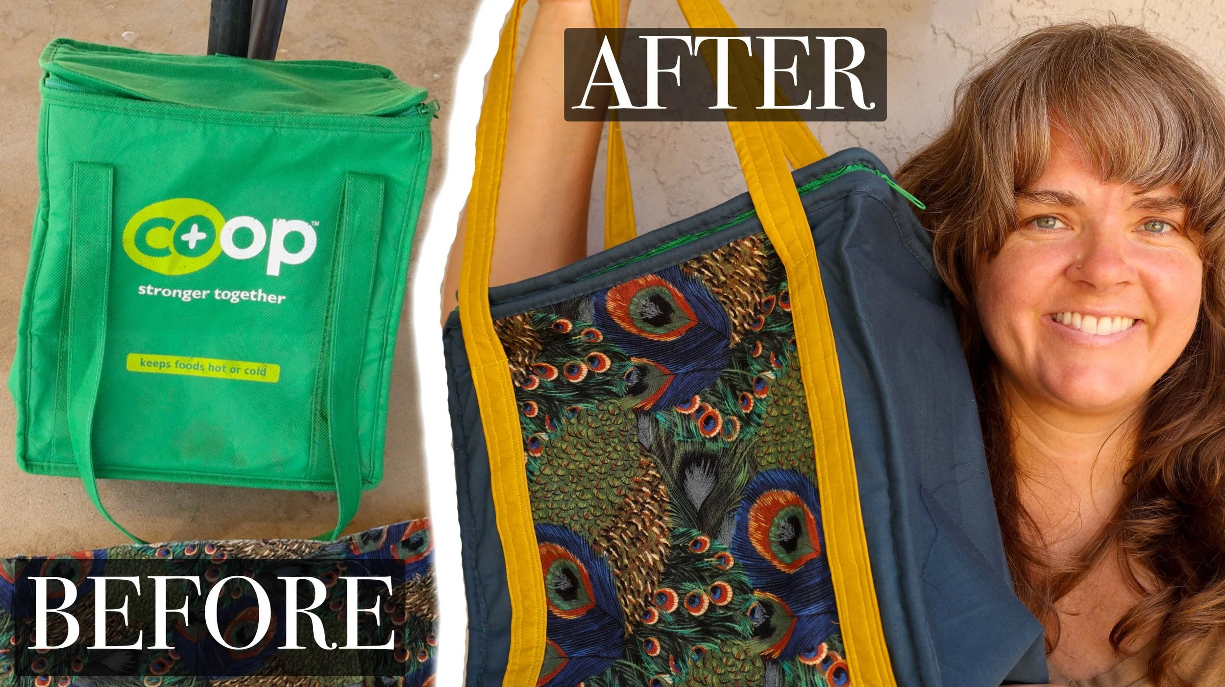 Using Fabric Scraps to Upcycled an Ugly Grocery Bag