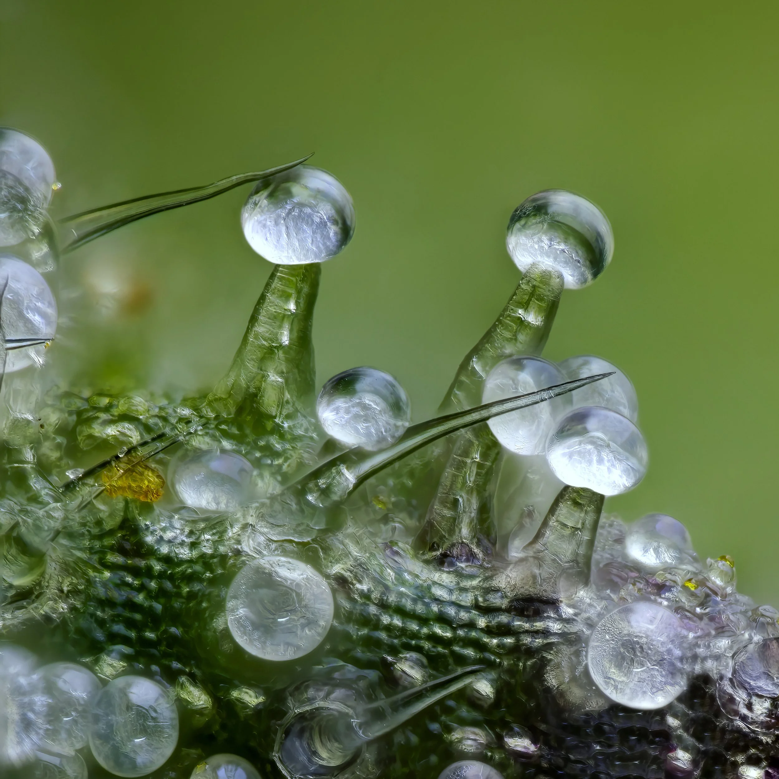  Cystolithic, Bulbous, Capitate Sessile, Capitate Stalked trichomes all shown here 