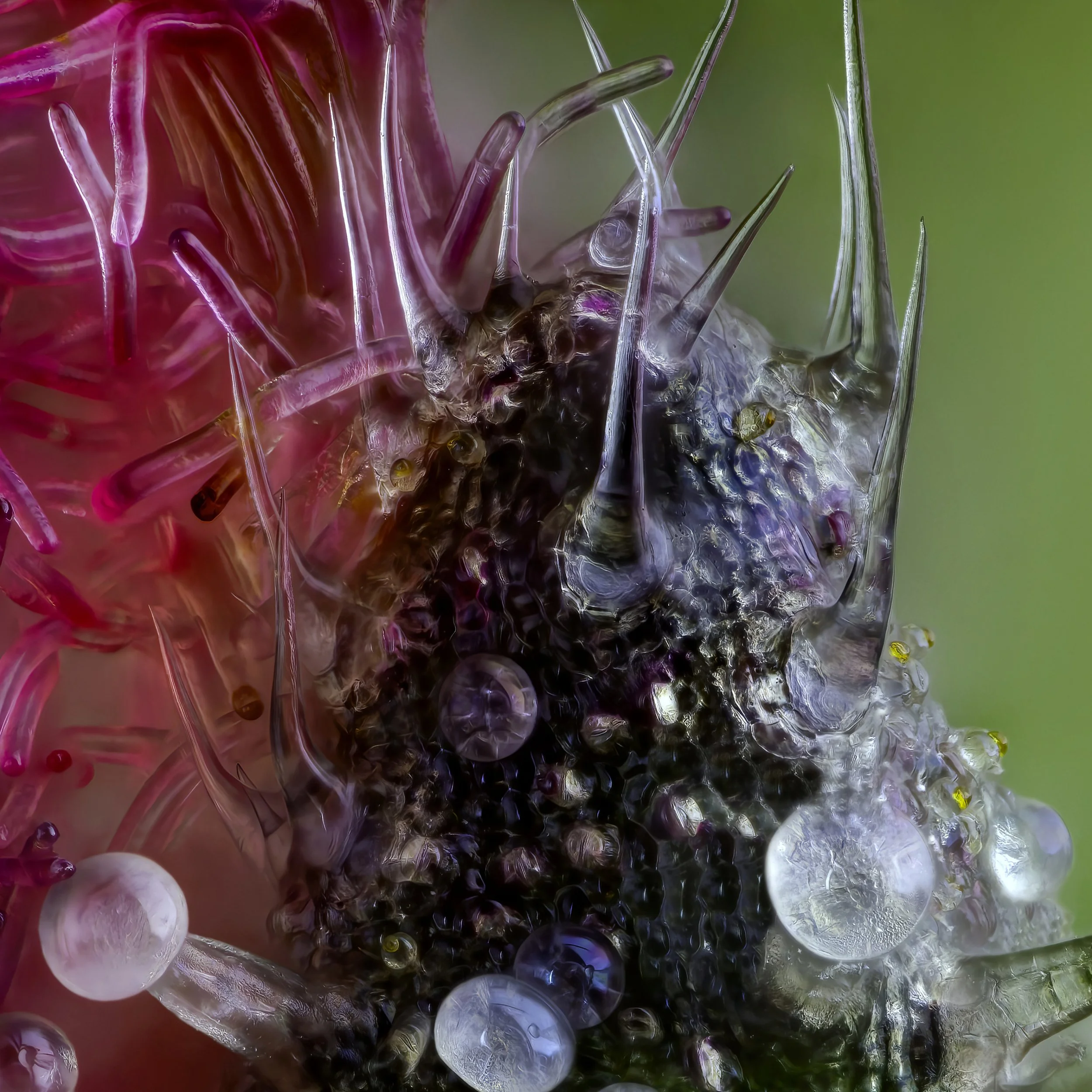  Cystolithic hair trichomes covering the top 