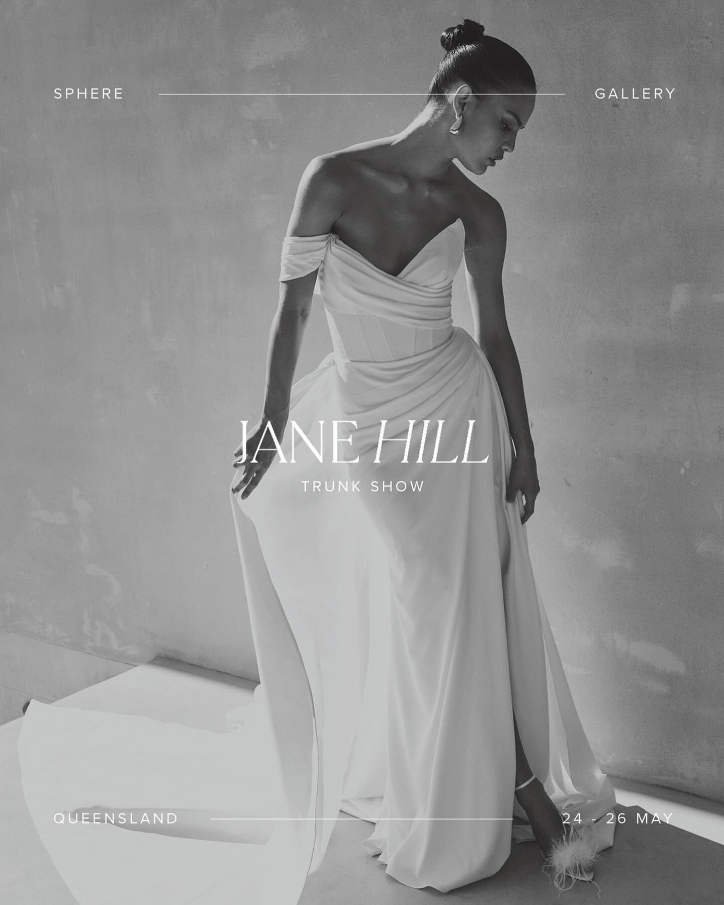JANE HILL TRUNK SHOW &mdash;&mdash; Next week, showcasing the @janehillbridal Heritage 03 collection in our Queensland gallery 24-26 MAY! Appointments are limited, book now now via the Trunk Show link in our bio to not miss out