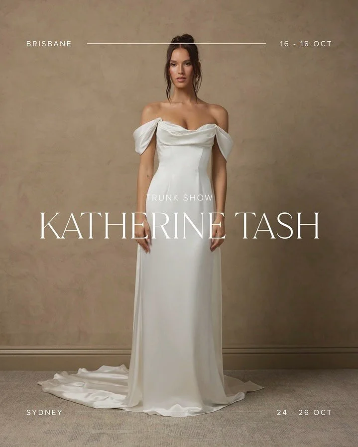 KATHERINE TASH TRUNK SHOW &mdash;Excited to have the full @katherinetash Heritage 2026 collection visiting our Brisbane &amp; Sydney boutiques soon! A season of dramatic proportions and understated silhouettes in equal measure, steeped in exquisite c