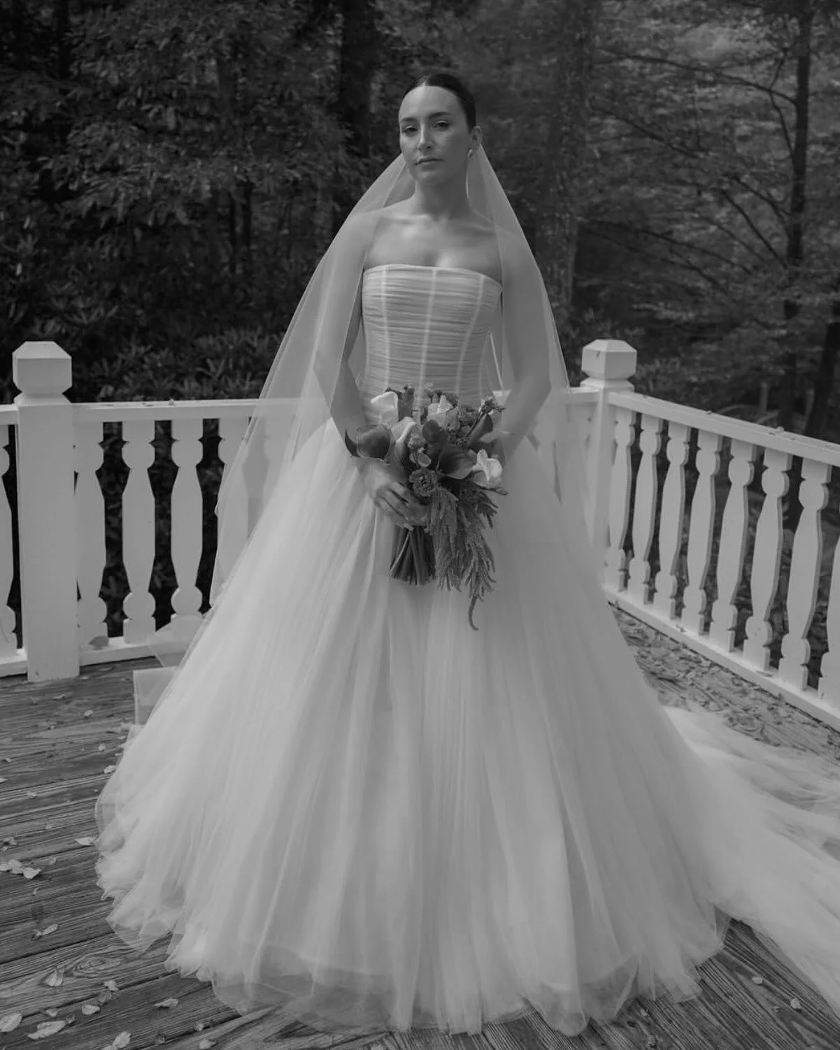 REAL BRIDE &mdash; Modern elegance with the @kyhabride Beau gown on bride @ninaa.paz. A chic structured drop waist silhouette crafted for an ethereal sheer tulle. Available in our Brisbane gallery, book an appointment to explore, fit an order via the