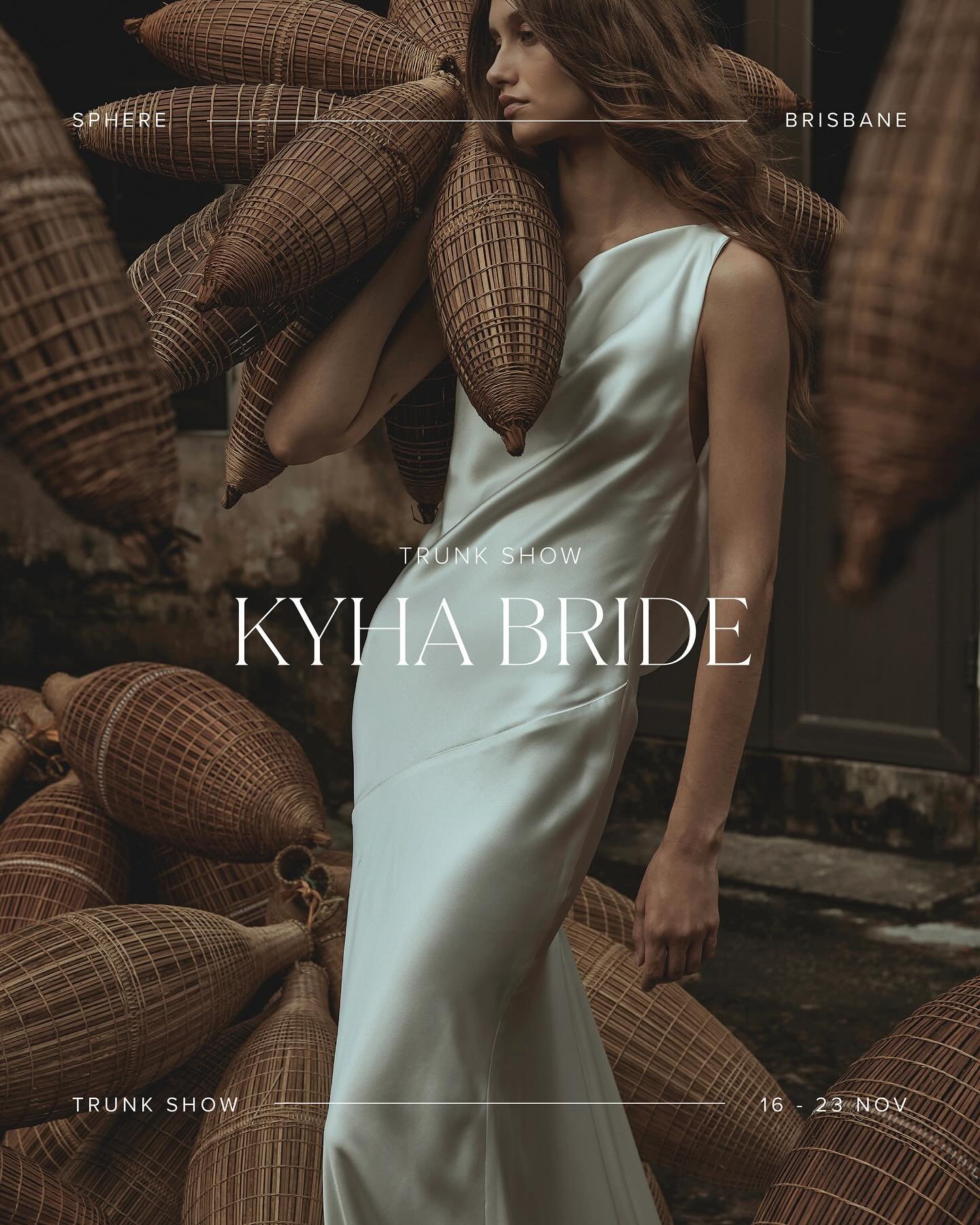 KYHA BRIDE TRUNK SHOW &mdash; Be the first to explore, fit and order the new @kyhabride Waterlines collection in our exclusive Brisbane trunk show. A collection where nature&rsquo;s poetry collides with human craft, each silhouette and detail a testa