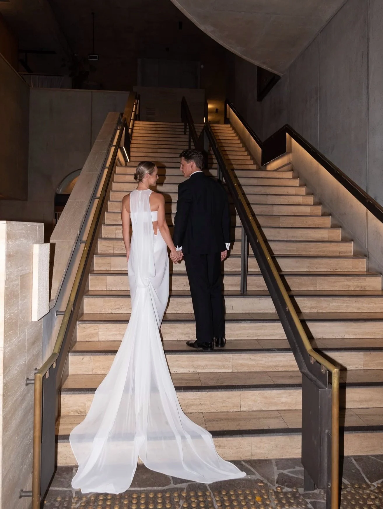 AS SEEN ON &mdash; Effortlessly cool @stephbartels wearing @kyhabride Aireys gown at her visually breathtaking @thecalilehotel ceremony. 

Explore, fit and shop Chroma by KYHA designs at our James Street gallery by booking an appointment via the link