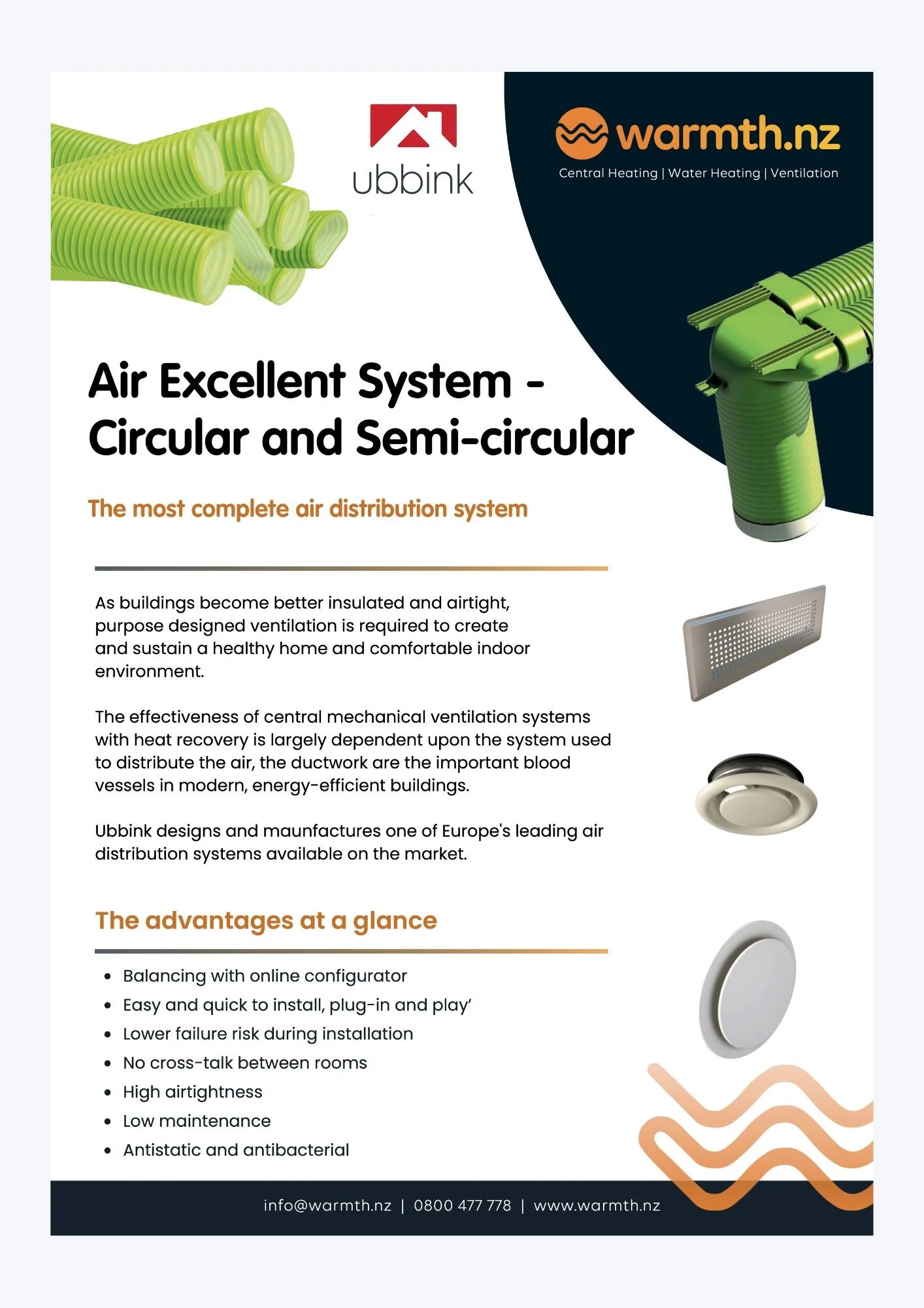 The Air Excellent ducting system is a high‑performance, airtight air‑distribution solution designed for modern, energy‑efficient homes, offering quick installation, low maintenance, and antistatic/antibacterial properties.