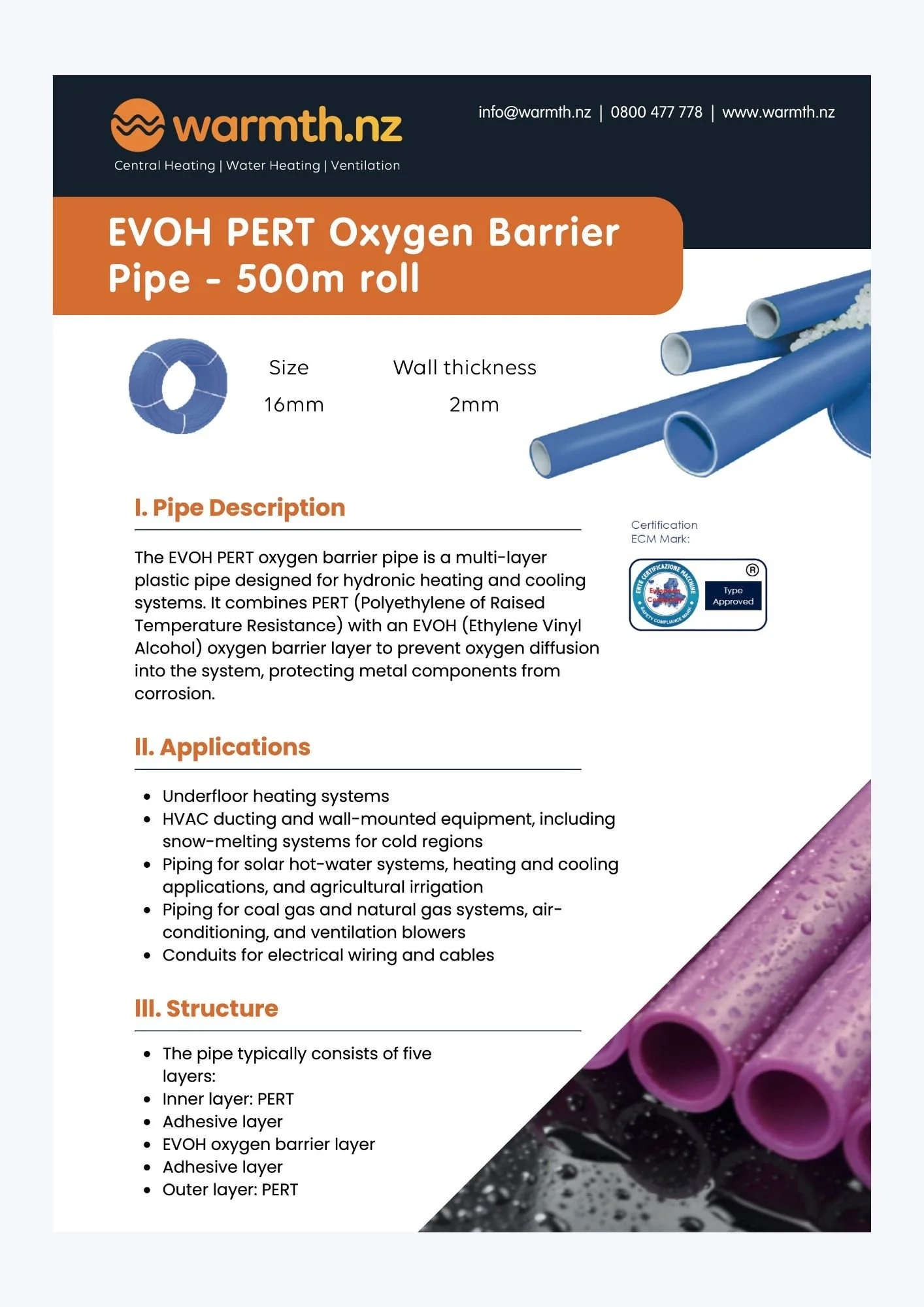 EVOH PERT and PEX‑AL‑PEX multilayer pipes provide durable, oxygen‑barrier solutions for hydronic heating, cooling, underfloor systems, and domestic services, combining corrosion resistance, flexibility, and high thermal performance for modern HVAC ap
