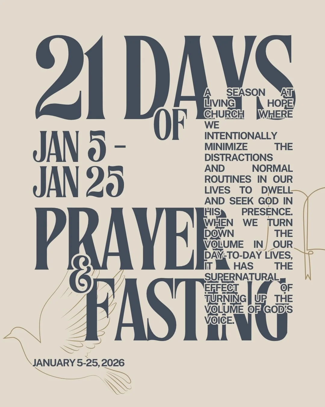 21 Days of Prayer &amp; Fasting is almost here, and we&rsquo;re expectant for all God is going to do as we draw closer to Him! 🙏

Not sure what to fast or how to begin? Don&rsquo;t worry&mdash;we&rsquo;ve got you covered. Visit our website or the Li