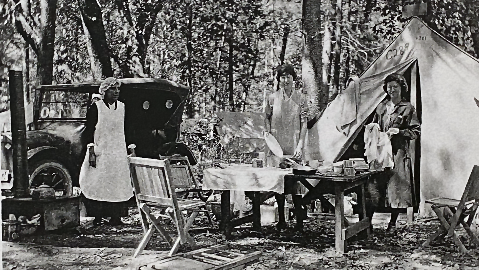 Early camping trip - Dad's sister Anna on the left, Stella in the middle and unknown friend