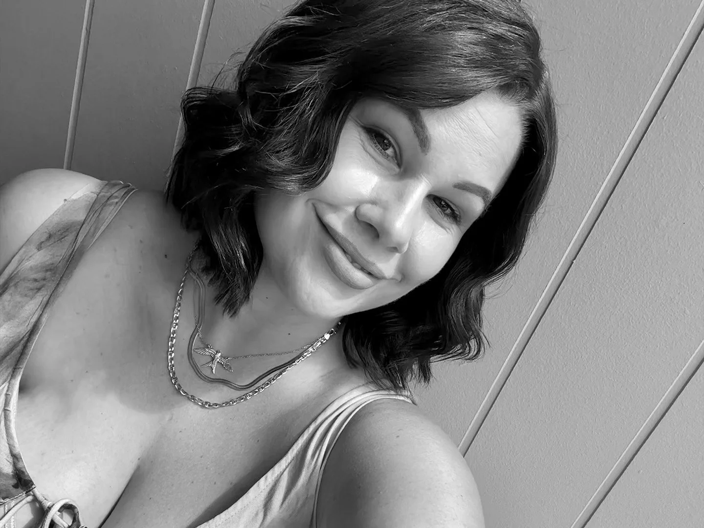 Rebekah Jujnovich selfie black and white
