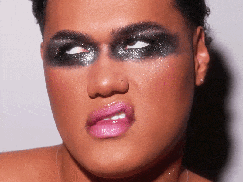 Kylee De Thier in a pink lip and silver eye makeup for Charli XCX Rock Music