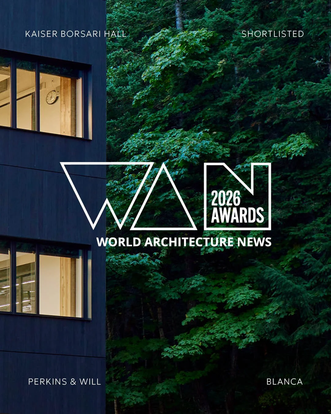 We are incredibly proud that @westernwashingtonuniversity's Kaiser Borsari Hall has reached the 2026 @worldarchitecturenews Awards shortlist. This is a significant global recognition of design quality and our dedication to social and environmental im