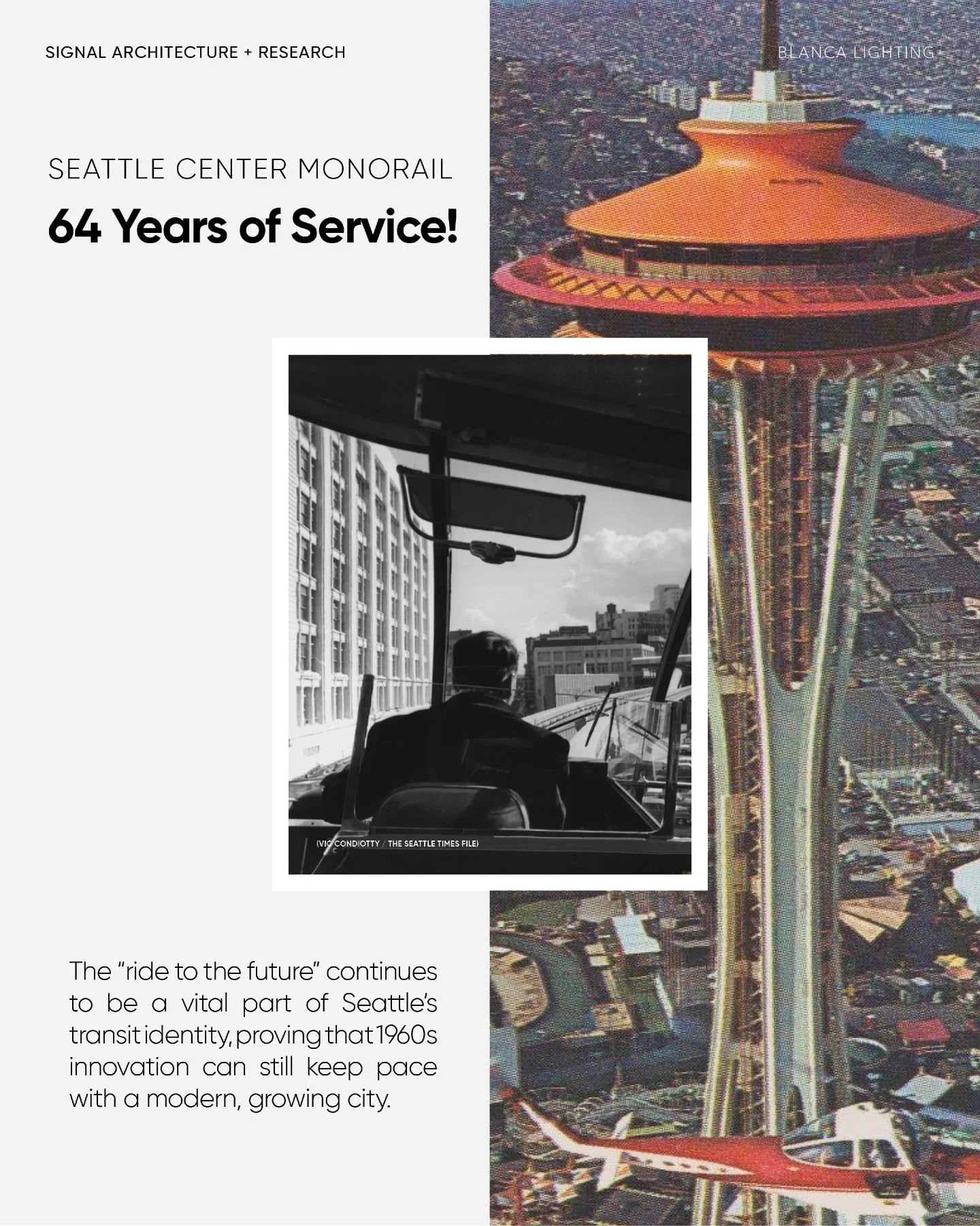 Happy 64th birthday to Seattle's beloved Seattle Center Monorail!

Alongside @signal_arch and a dedicated team, we are thrilled to be part of the ones stewarding Seattle Center Monorail into its next chapter. 

Built in conjunction with the Space Nee
