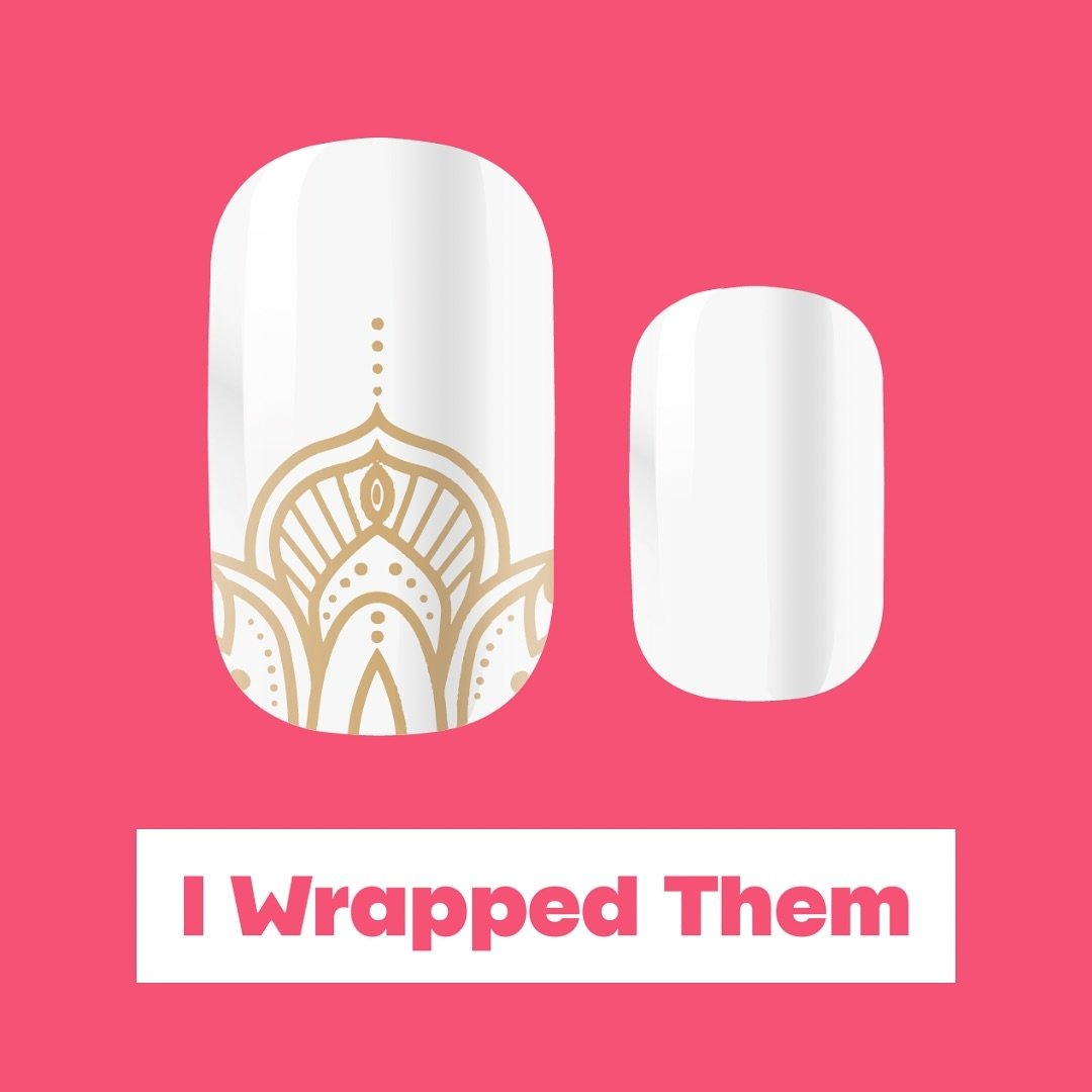 Our mehndi wraps in white also come with a classic gold foil design.  Elevate a white nail with these beautiful nail wraps. Available at iwrappedthem.com

#iwrappedthem #nailsnailsnails #nailaddict #nailpolishwraps #nailwraps #desinails #desifashion 