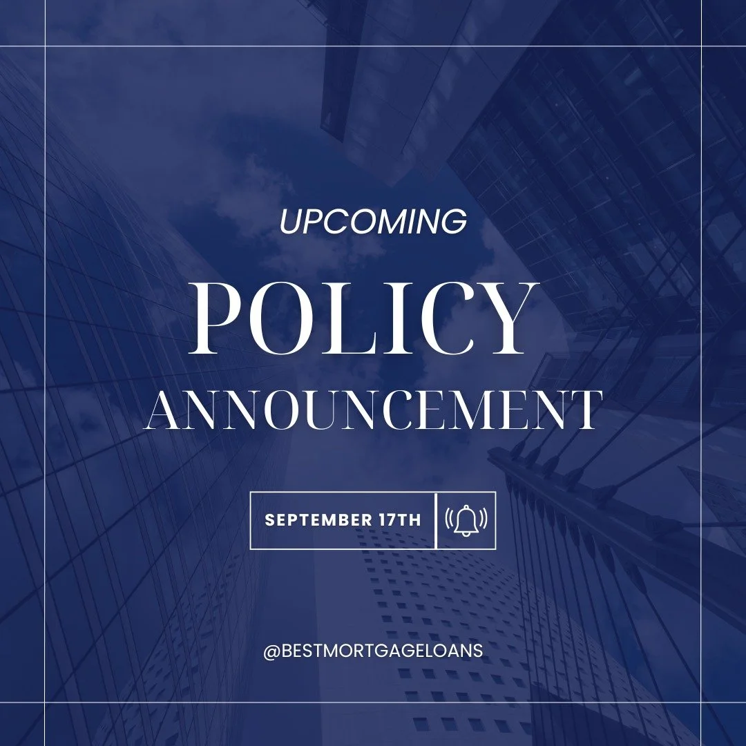 🚨 Policy Announcement Coming September 17th! 🚨

Big news is on the way&mdash;stay tuned! You won't want to miss this update.
Follow @bestmortgageloans to get the details first.

#BestMortgageLoans #Mortgages #FinancialAssistance #BMLI #CanadaMarket