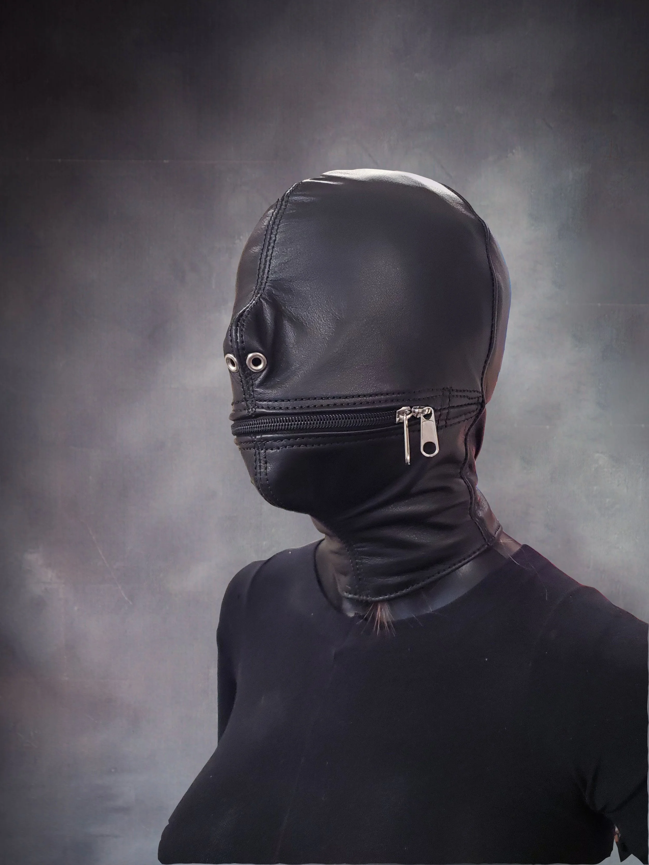 Leather Zipper Mouth Hood