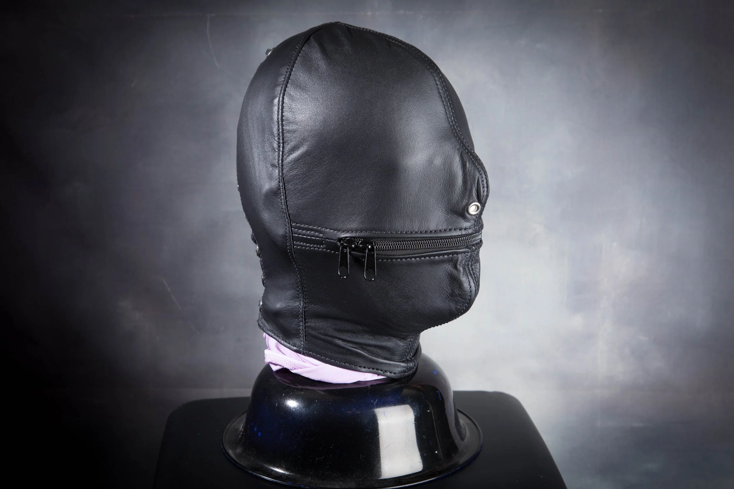 Leather Zipper Mouth Hood