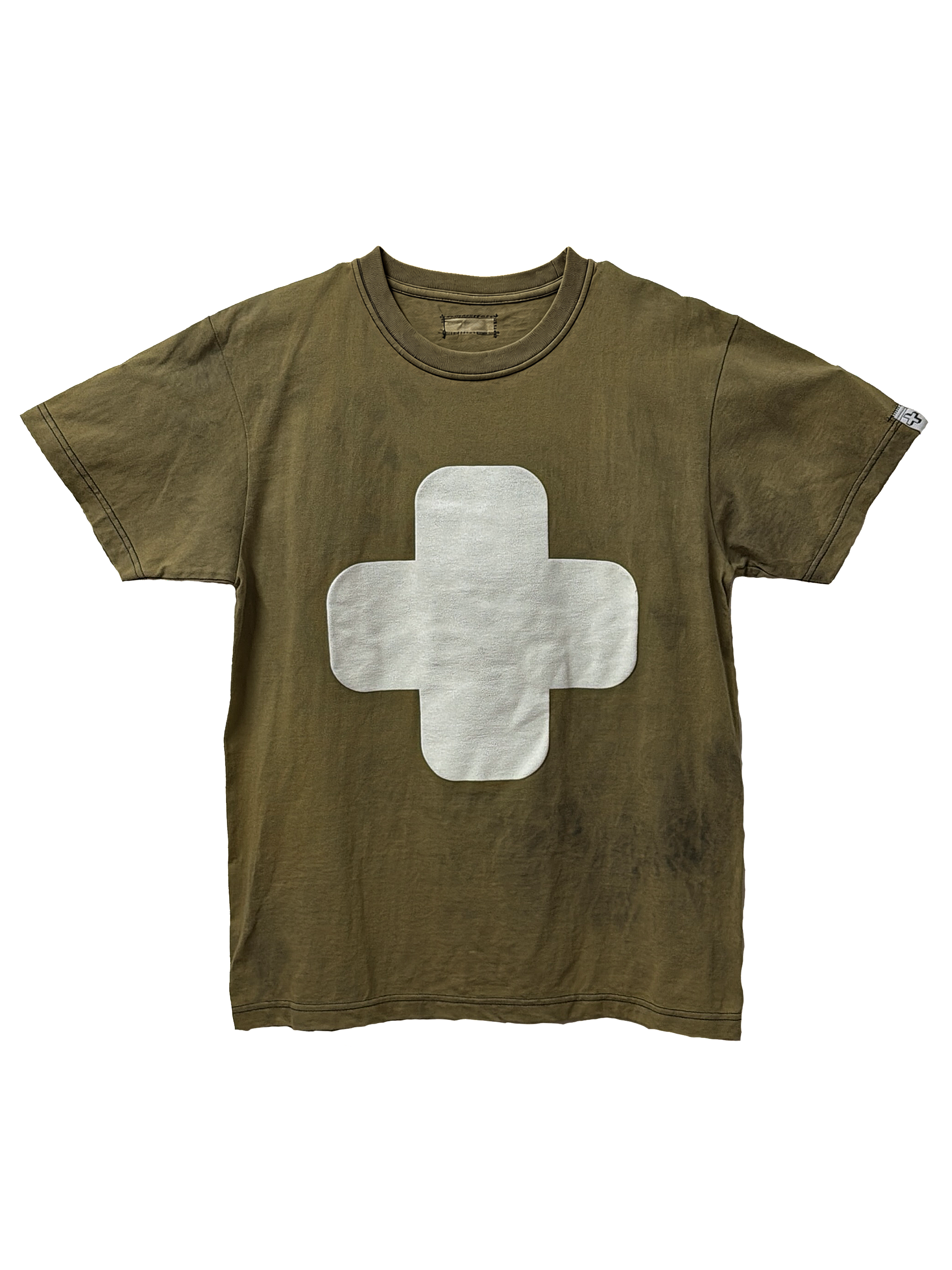 BIG PLUS "Tactical Fade" T-Shirt (White/Olive hand dye)