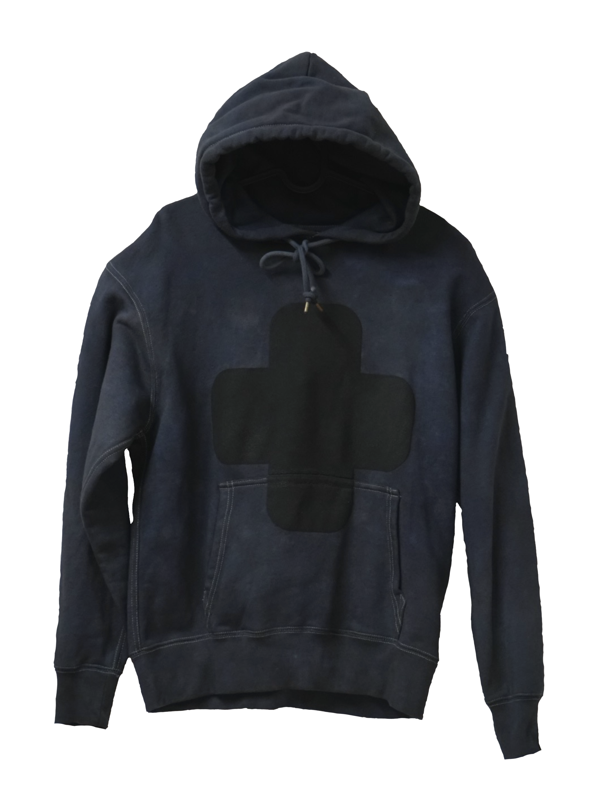 BIG PLUS "Black-out fade" Hoodie (black/black hand-dye)