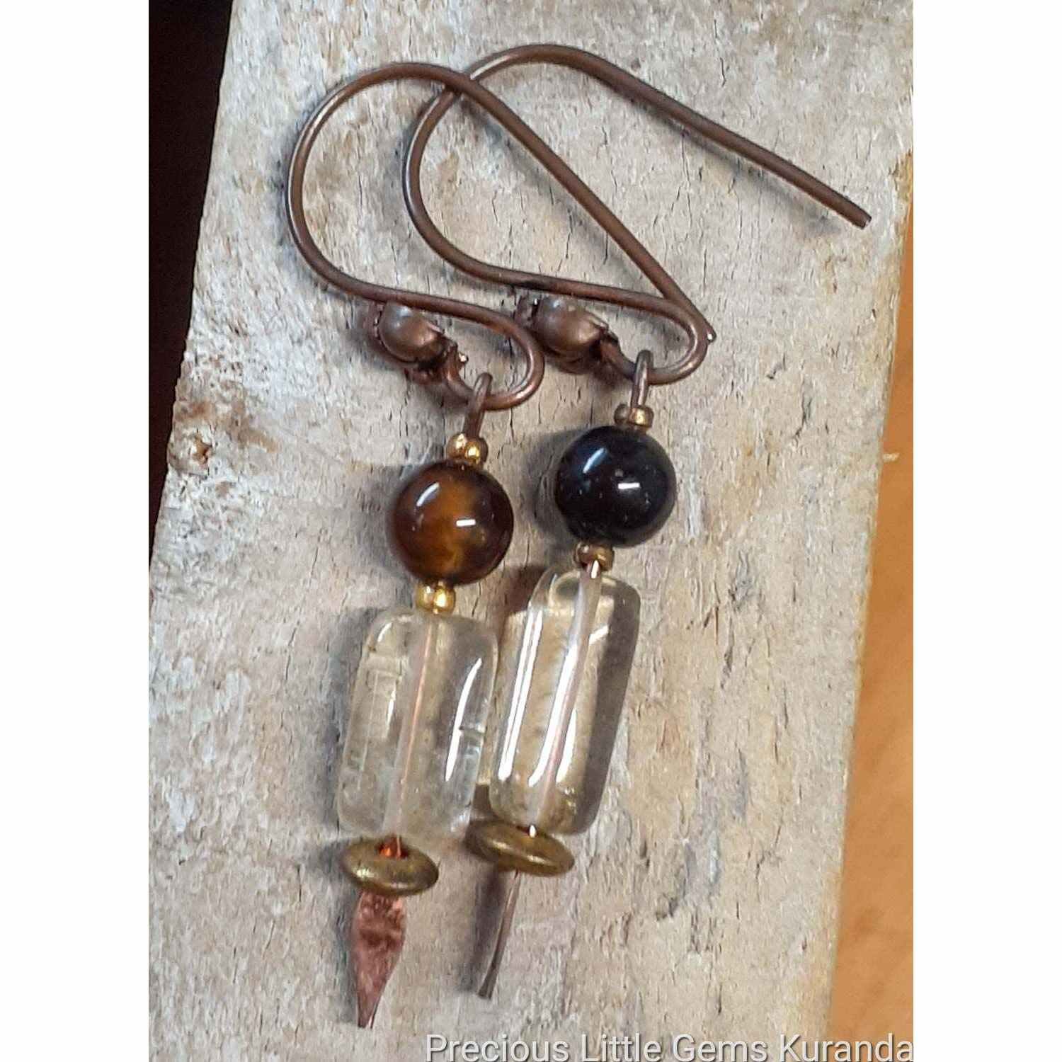 Madame Noir's Smoky Quartz and Copper Earrings