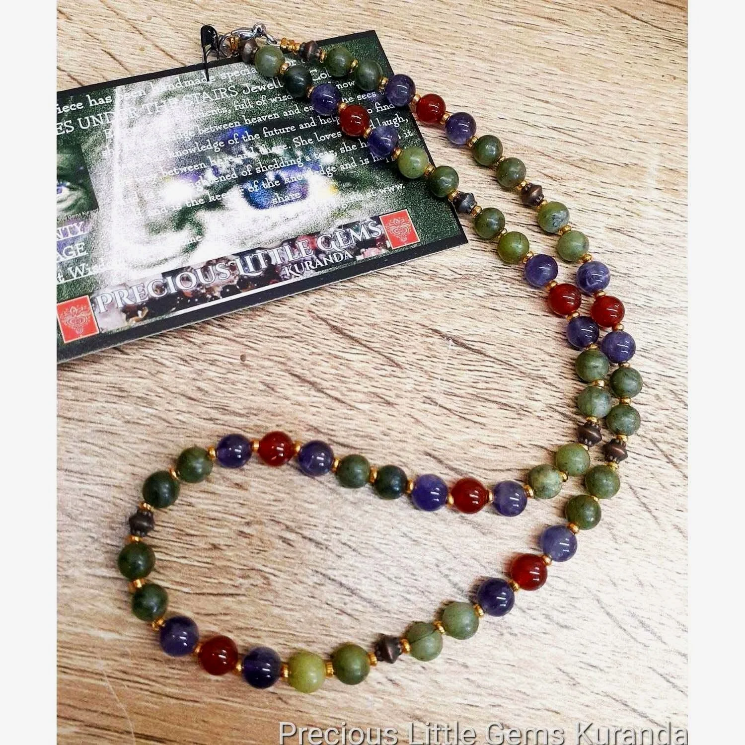 Aunty Sage's Jade, Amethyst and Carnelian Necklace