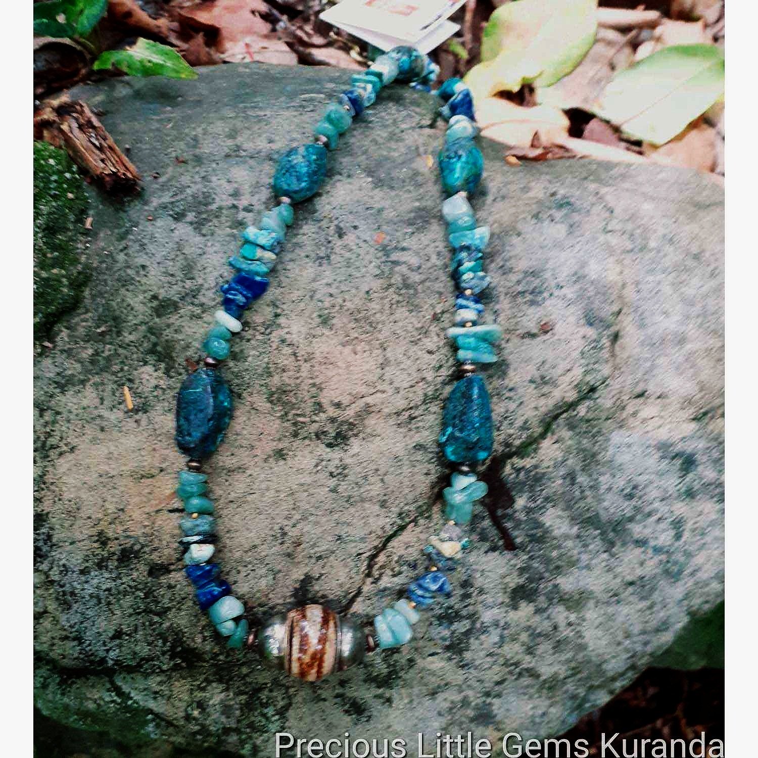 Aunty Sage's long Turquoise and Bone Necklace