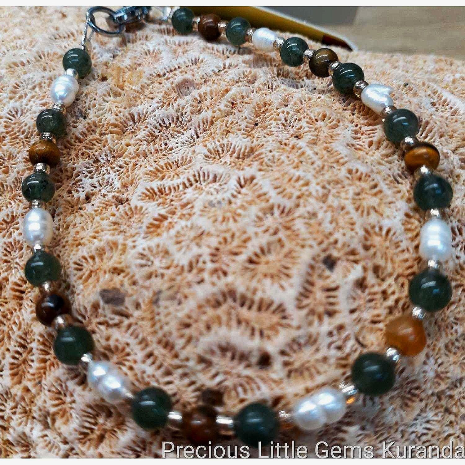 Fae's Aventurine, Tiger's Eye and Pearl Bracelet