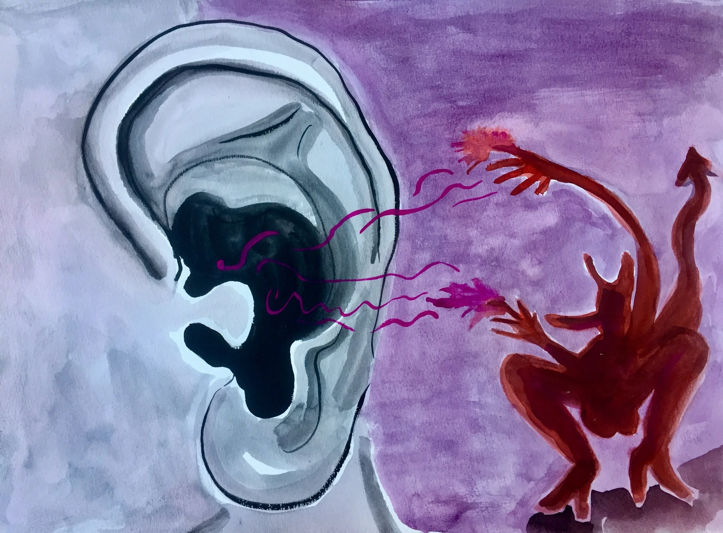 Cursed (Neural Pathways), 29,6 x 41,8 cm, 
gouache and aquarel on acid free Hahnemuller paper