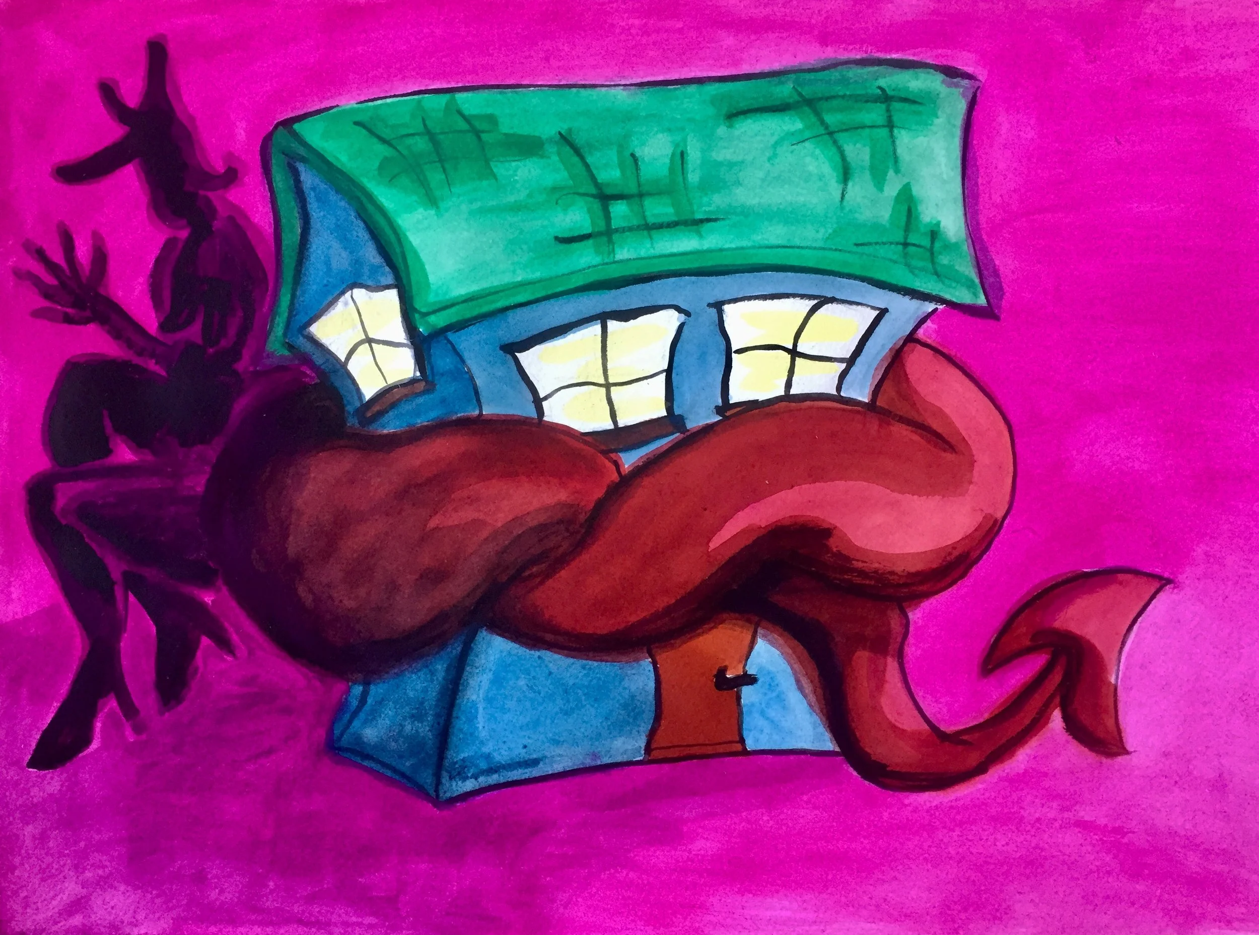 Cursed (Squeeze), 29,6 x 41,8 cm, 
gouache and aquarel on acid free Hahnemuller paper