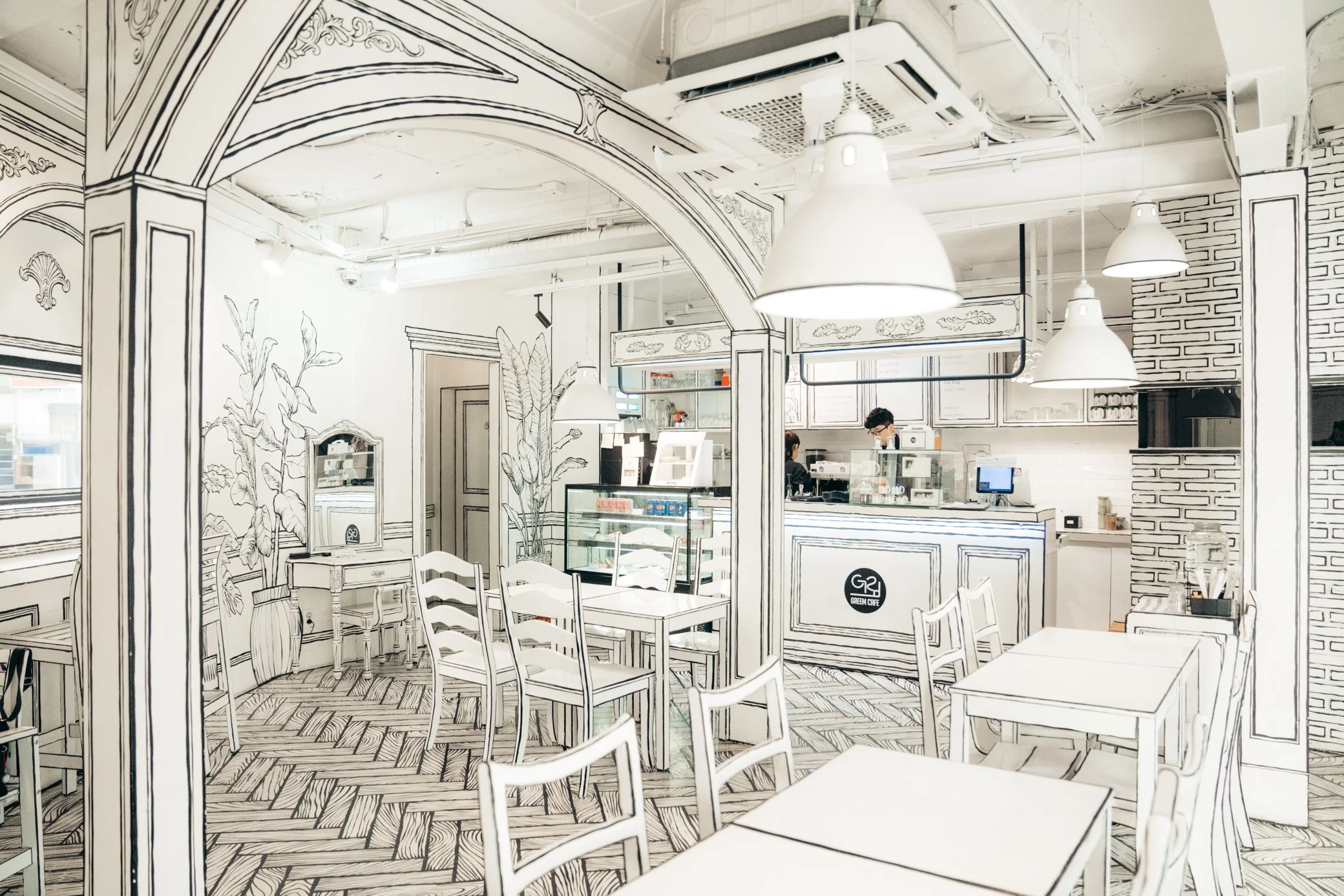 Themed café interior in Seoul, South Korea