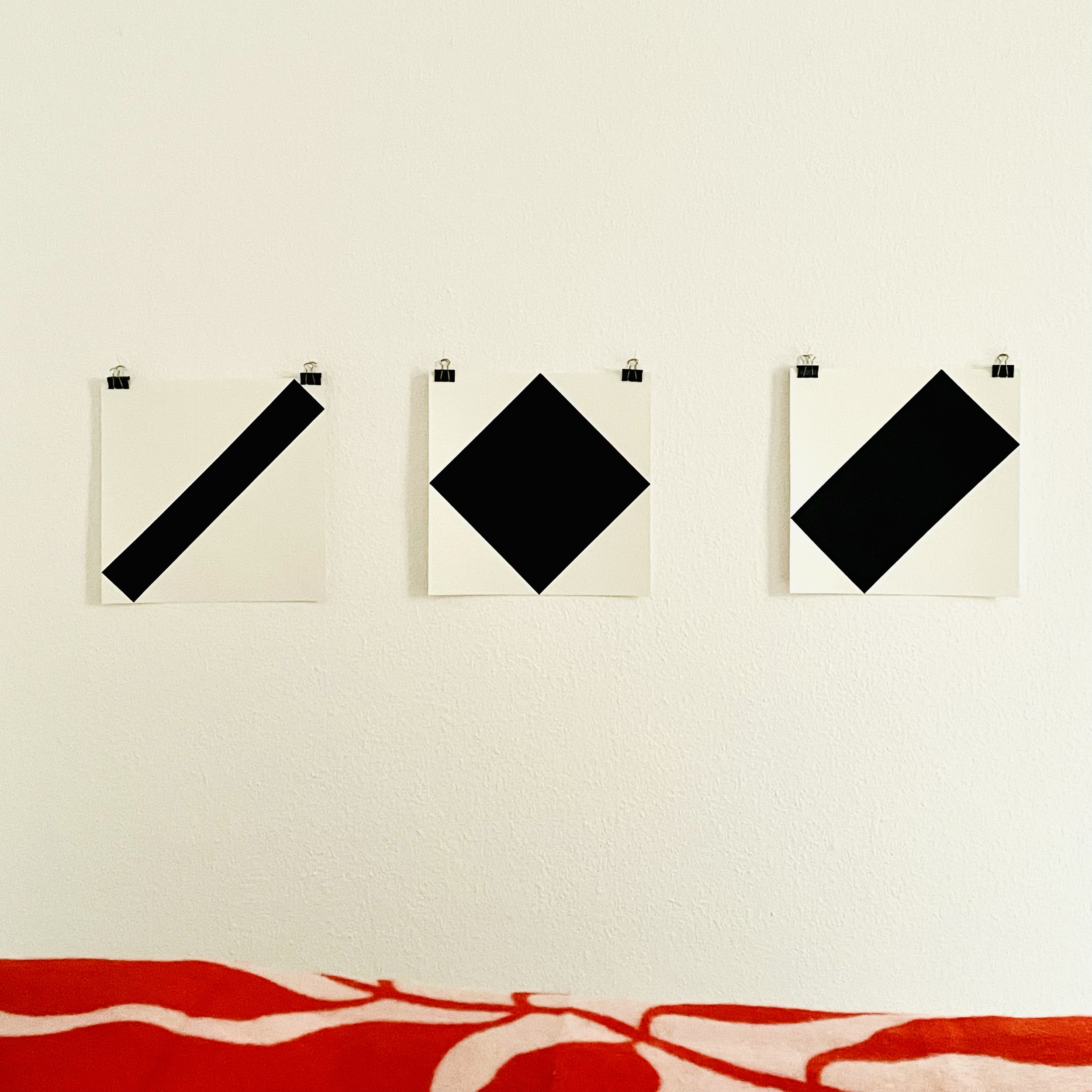 2022-1 I-III Started with the Stick, Turned it to a Brick / Three Sketches each 36 x 36 / Oil on Paper / available