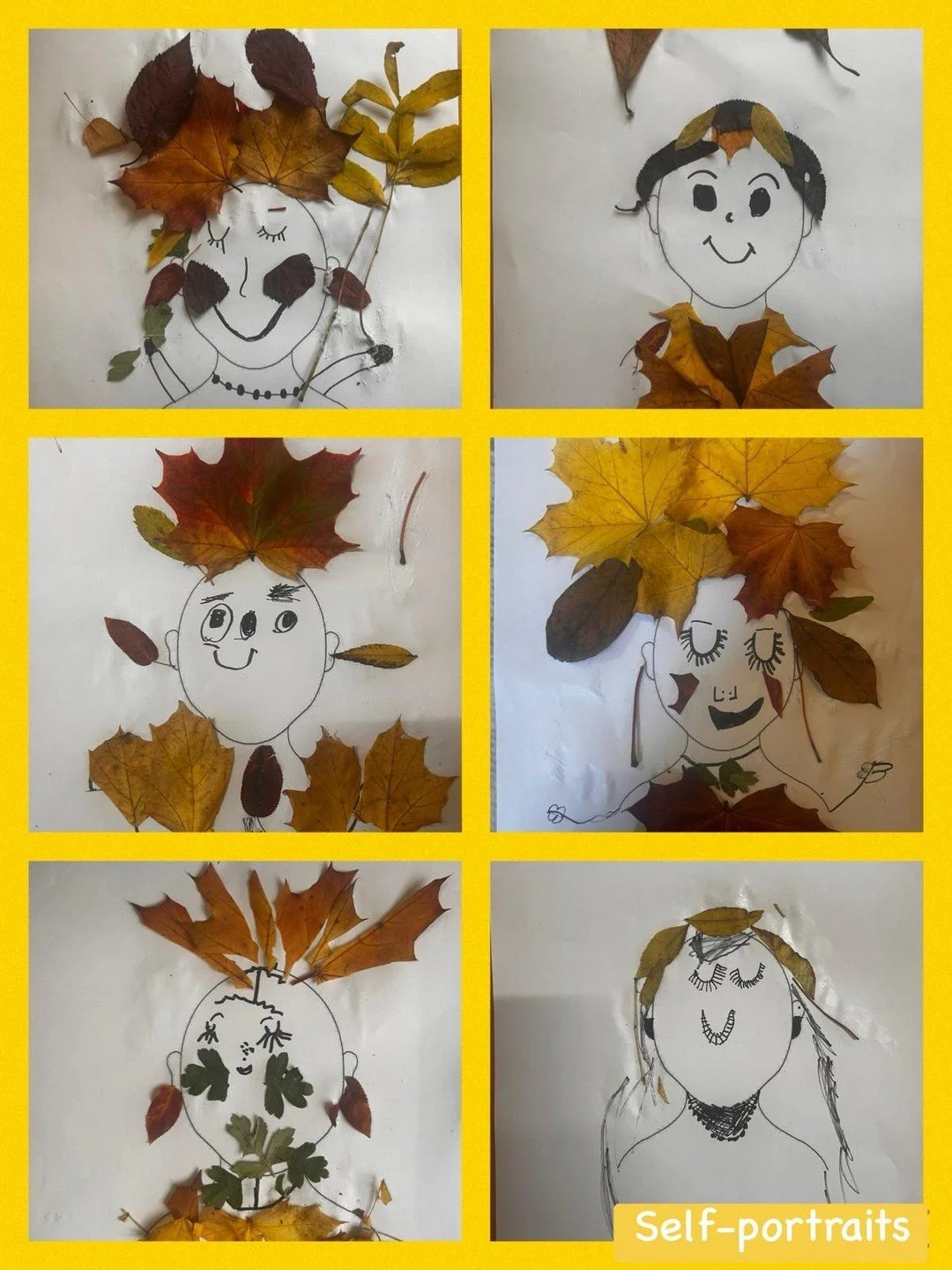 Years 1 &amp; 2 have been getting creative with the autumn leaves to make their own self portraits!