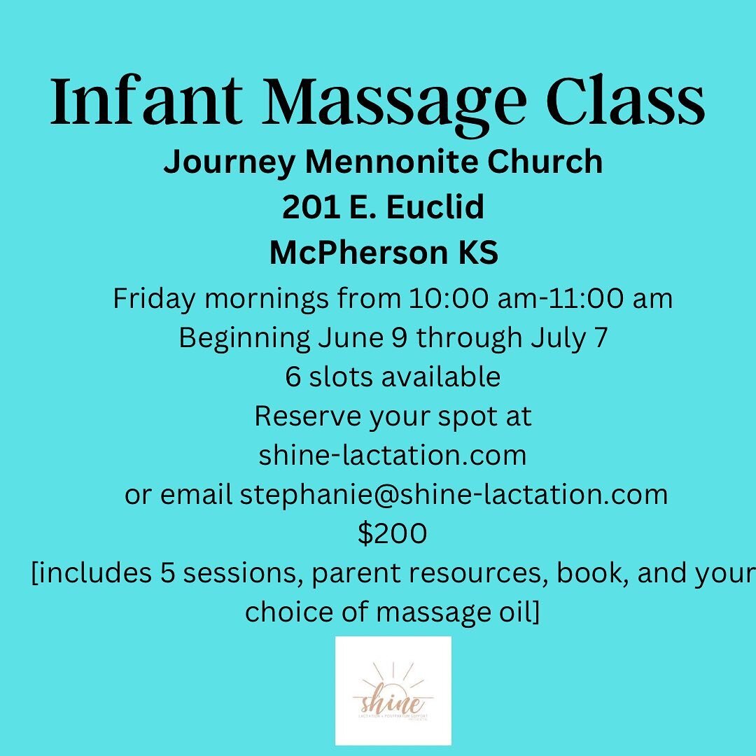Infant Massage class registration is open! I will be offering 6 spots for the summer session group class. In-home private classes also available. These classes are for parents and their babies ages newborn to 12 months. Contact me if you have questio