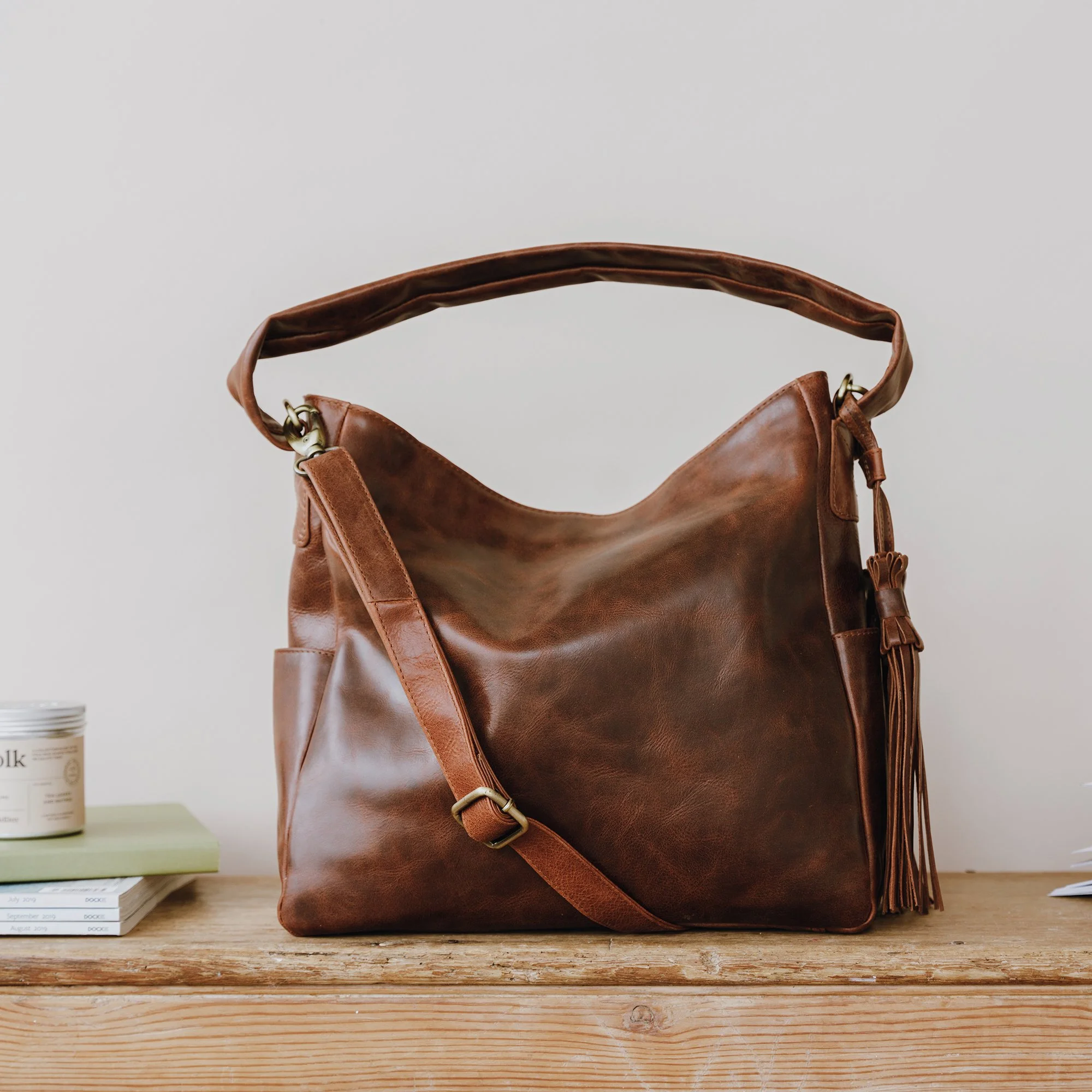 Maddy Leather Tassel Hobo Bag