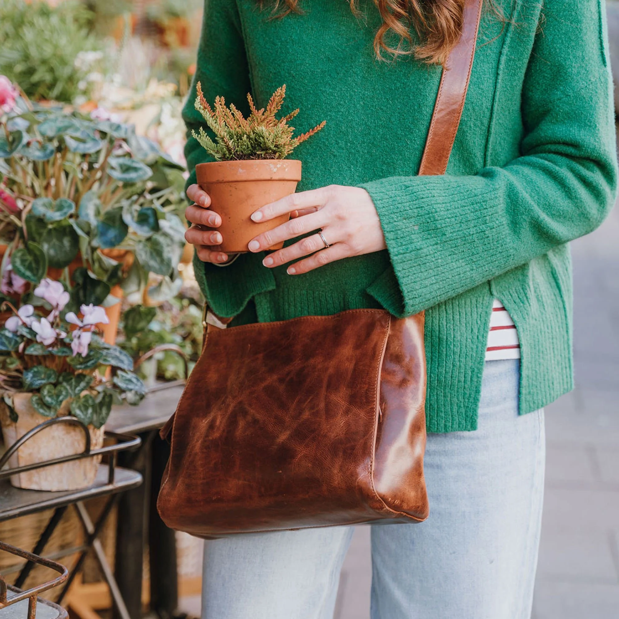 Hutton Brown Leather Crossbody Bag