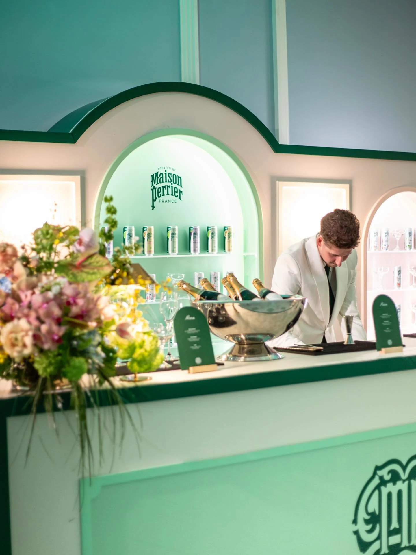 Behind the scenes shots for @heaps_stacks Set and ready for the @maisonperrierglobal UK launch 💛💚🩵💖